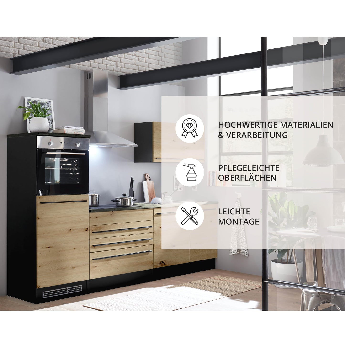Jazz 84-131-18 Kitchen Unit without Appliances Approx. 260 x 200 x 60 cm Black