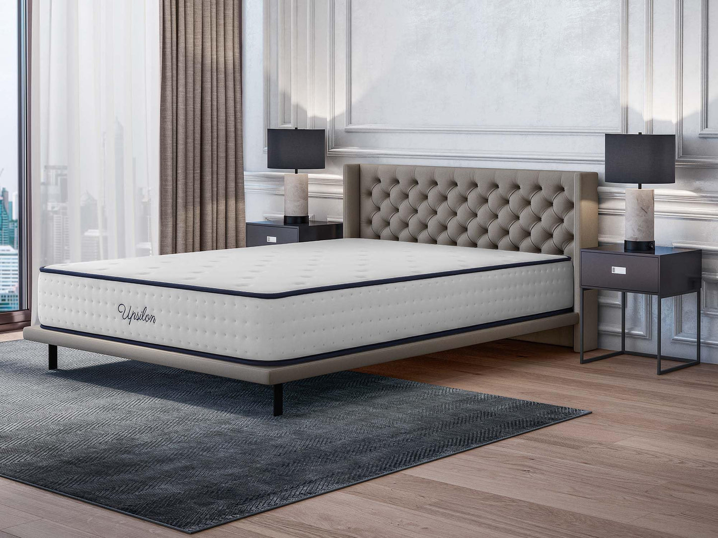 COSMOS - Mattress 180 x 200 cm Upsilon Cold Foam Mattress Hardness H2 - Oeko-Tex Certified - Latex Blue 7-Zone Mattress Height 21 cm - Made in EU