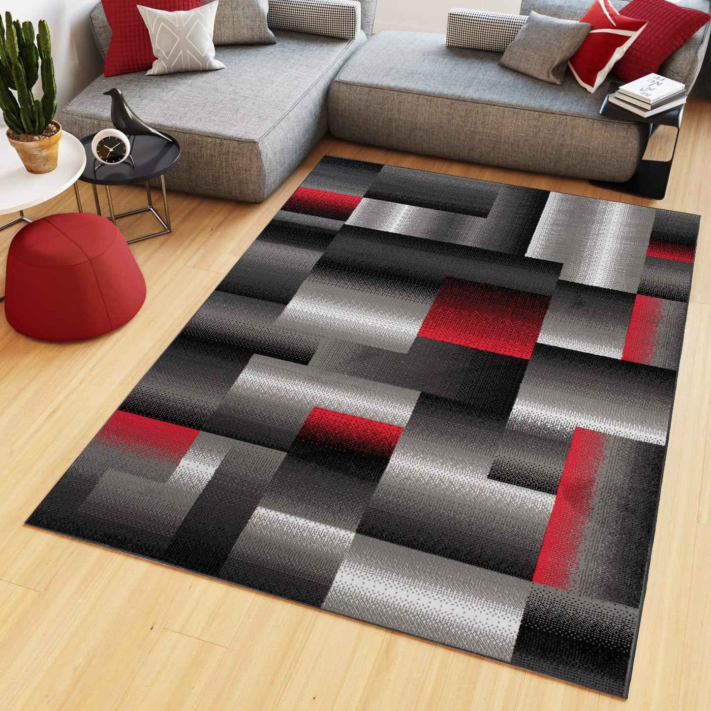 TAPISO Maya Kollektion Teppich Kurzflor Modern Grau Weiß Dunkelgrau Schwarz Blau Meliert Figuren Design Wohnzimmer Schlafzimmer Jugendzimmer ÖKOTEX 120 x 170 cm