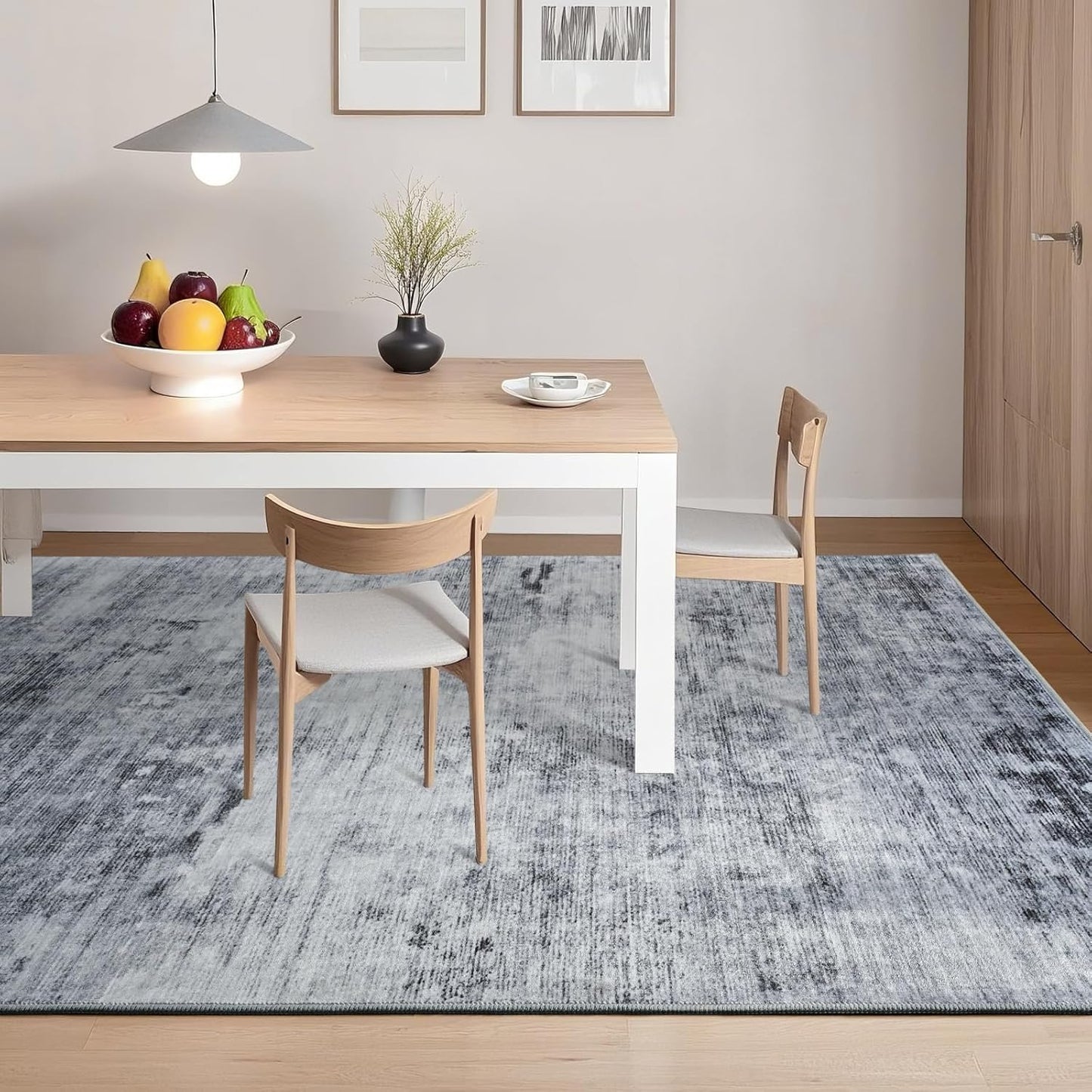 Toneed Abstract Area Rug Modern Washable Rug Soft Non Slip Rug Low Pile for Bedroom Living Room Dining Room Grey 4x6 Feet