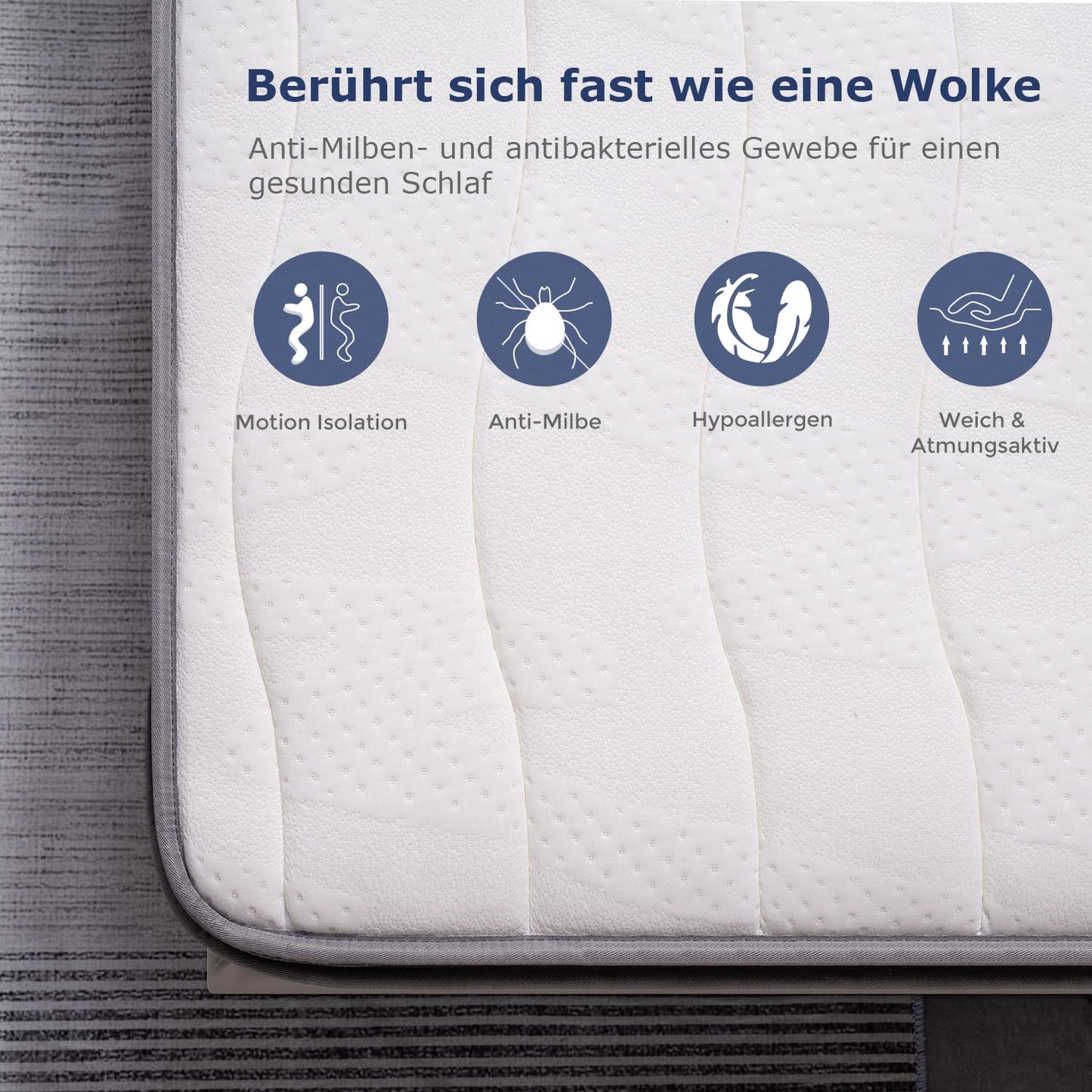 SuiLong Mattress 140 x 200 cm, Height 30 cm Pocket Spring Mattress 7-Zone Hardness H3 H4 with Memory Foam Comfort Spring Mattress, 100 Nights Trial Sleep