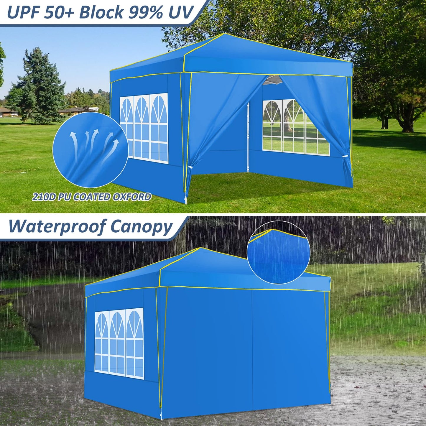 COBIZI Pavillon 3x6,Faltpavillon 3x6 Wasserdicht Stabil Winterfest, Sofort aufklappbare Vordächer Outdoor Gartenzelt mit 6 Seitenteilen, für Party Garten Festival, Weiß