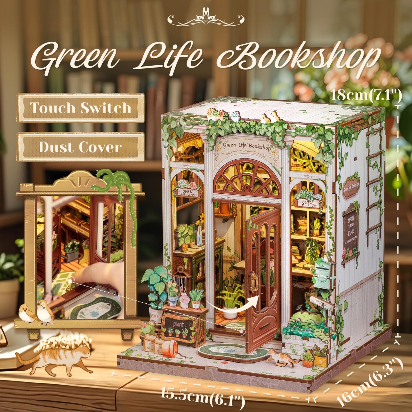 CUTEBEE Book Nook Kit – DIY Puppenhaus Häuser, Miniatur Haus Selber Bauen für Erwachsene, 3D-Holzpuzzle & Buchstütze | Kreatives Set für Bücherregal Dekor | Geschenk,199 PCS (Champs-Élysées Florist)