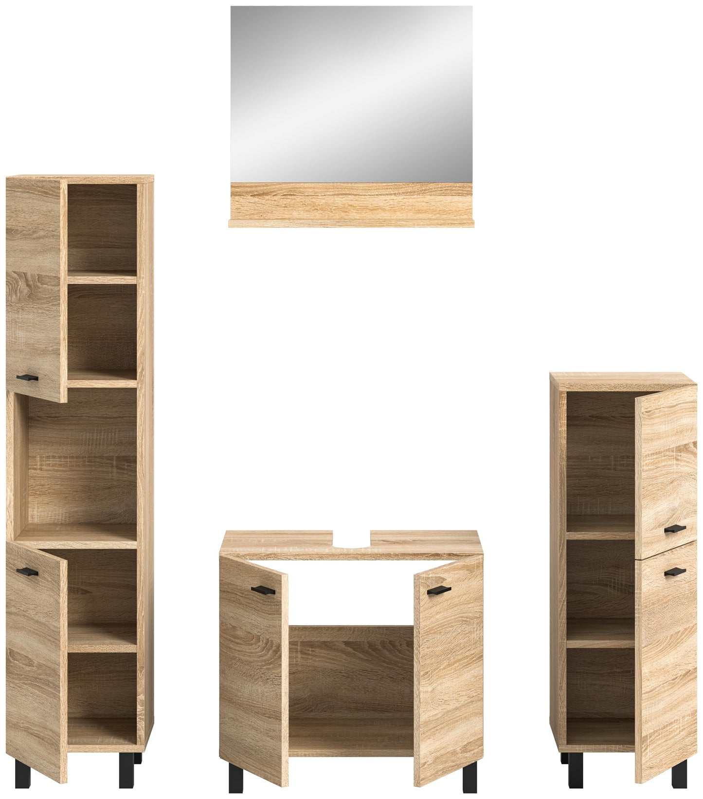 Boston Bathroom Cabinet, Standing Wall Cabinet, Hanging Cabinet, Wall Cabinet, Sonoma Oak Wood, Approx. 30 x 80 x 29 cm, Floor Standing/Hanging Mountable