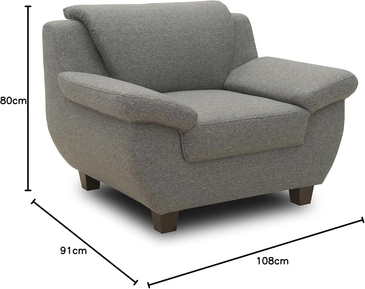 DOMO. collection Panama 3-Seater Sofa 3-Seater Couch Set 3-2-1 Anthracite 207 cm