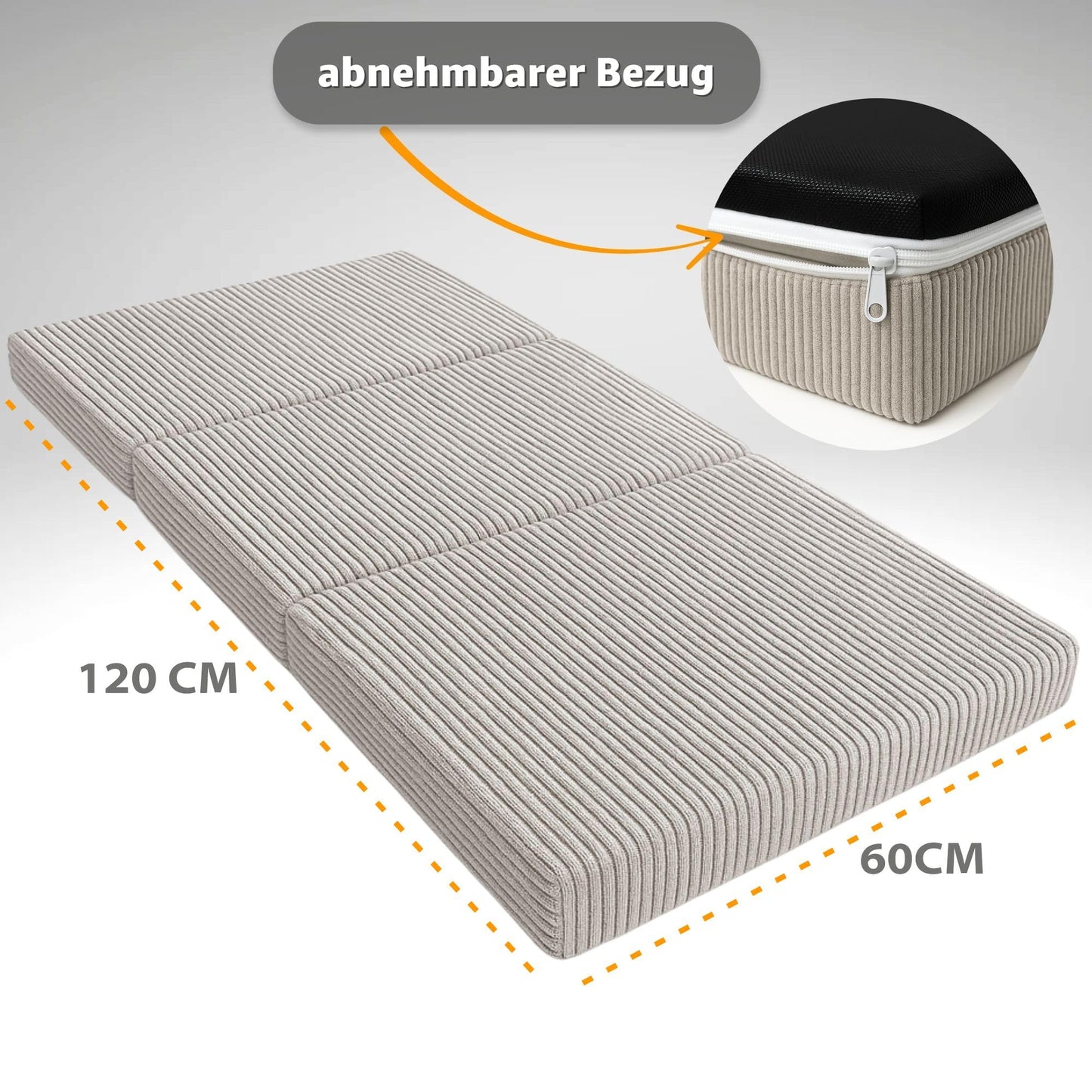 Folding Mattress Foldable Travel Cot Baby Mattress 60 x 120 cm - Folding Mattress for Children Guest Mattress Foldable Baby Mattress Floor Mattress Sleeping Mattress and Travel Mattress 60 x 120 cm