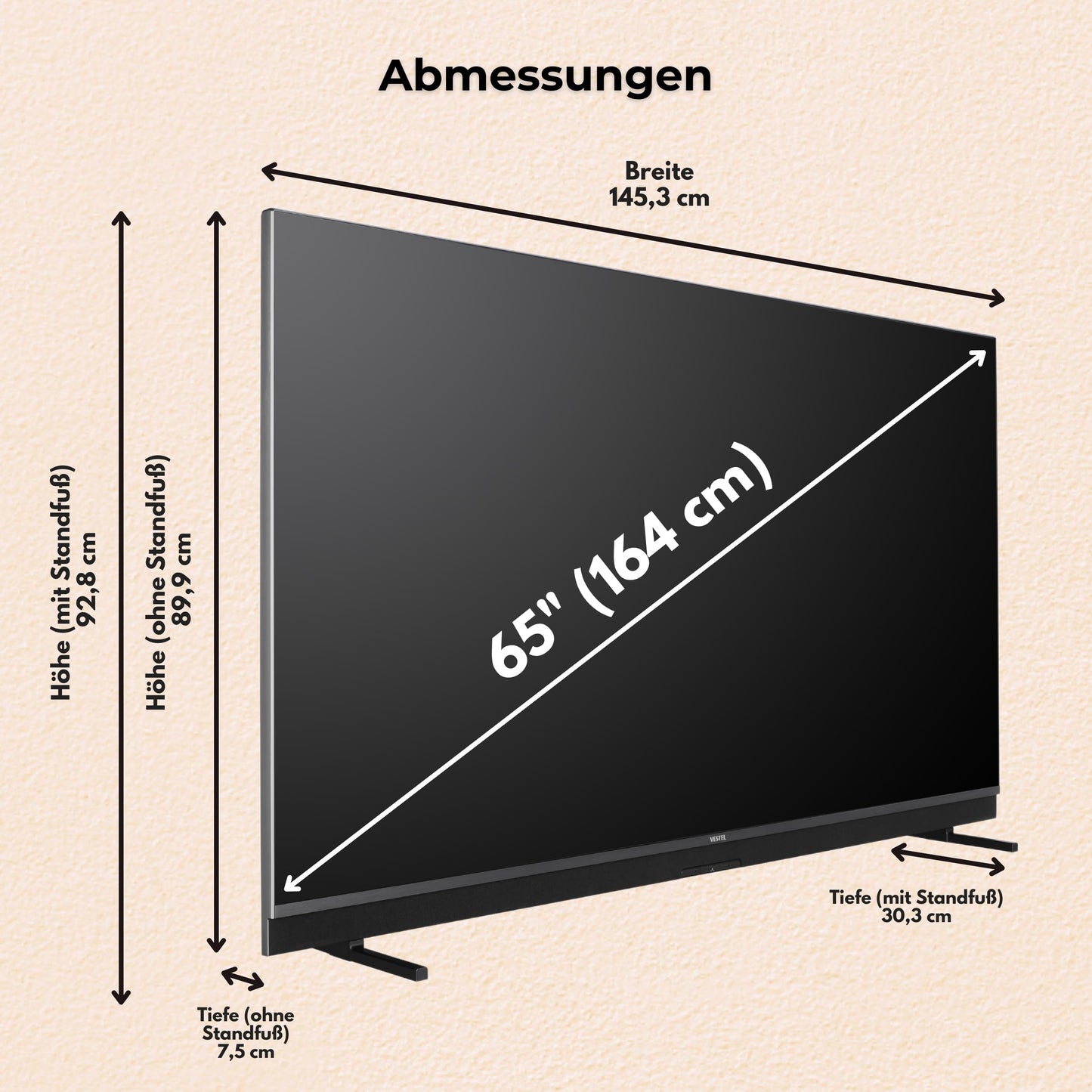 Vestel Fernseher 50 Zoll Smart TV Powered by TiVo, 4K UHD Fernseher mit Dolby Vision HDR, Dolby Atmos und integriertem Triple-Tuner, LED TV 50UT9740 schwarz