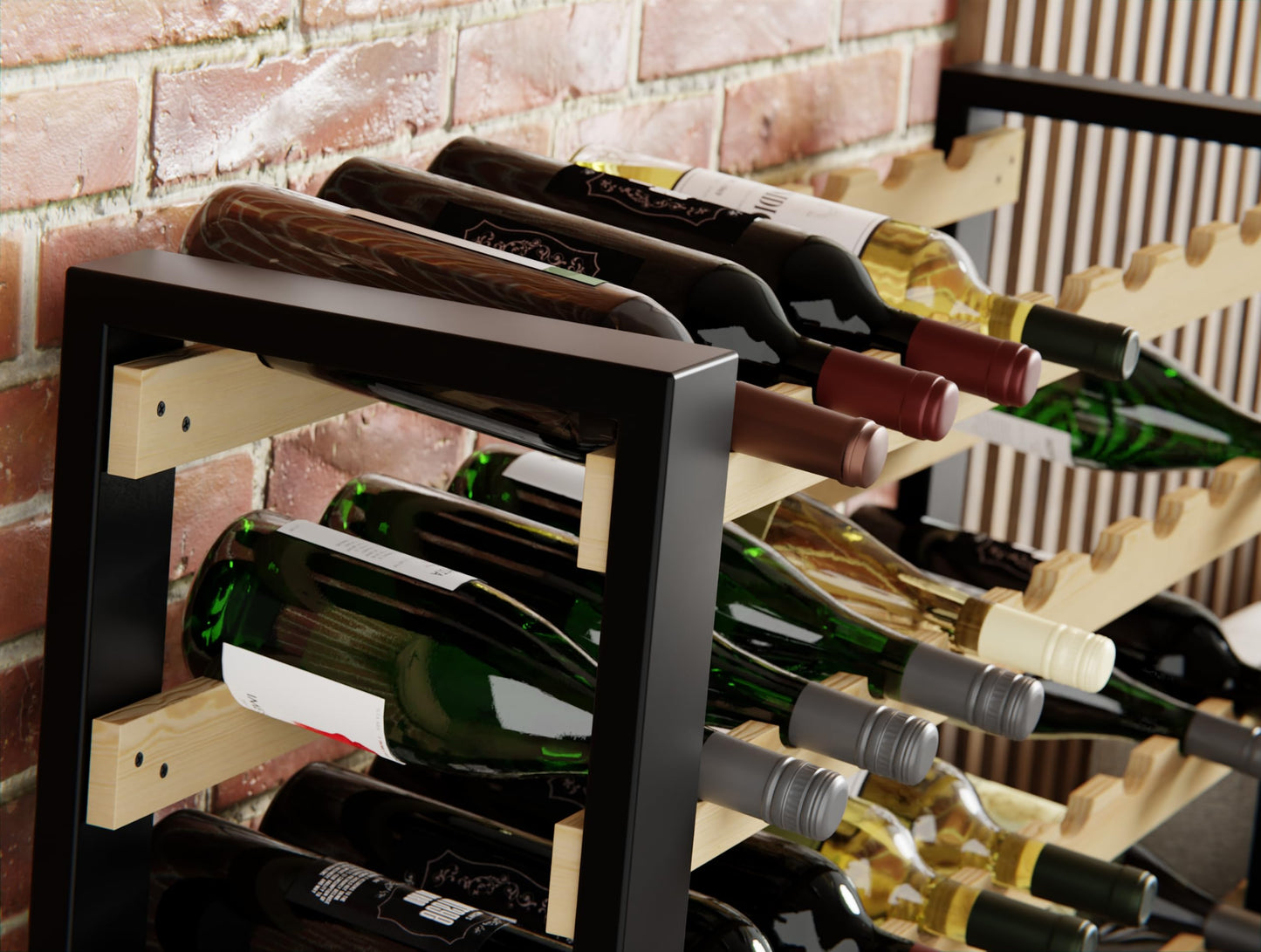 Lenmar RW Series Wooden Wine Rack for Bottles, Loft, Bottles, Wine, Bottle Rack, Cellar Rack, Shelves, Bottle Holder, Wine Stand, etc. (Loft 135, 204 x 104 x 27, 135 Bottles)