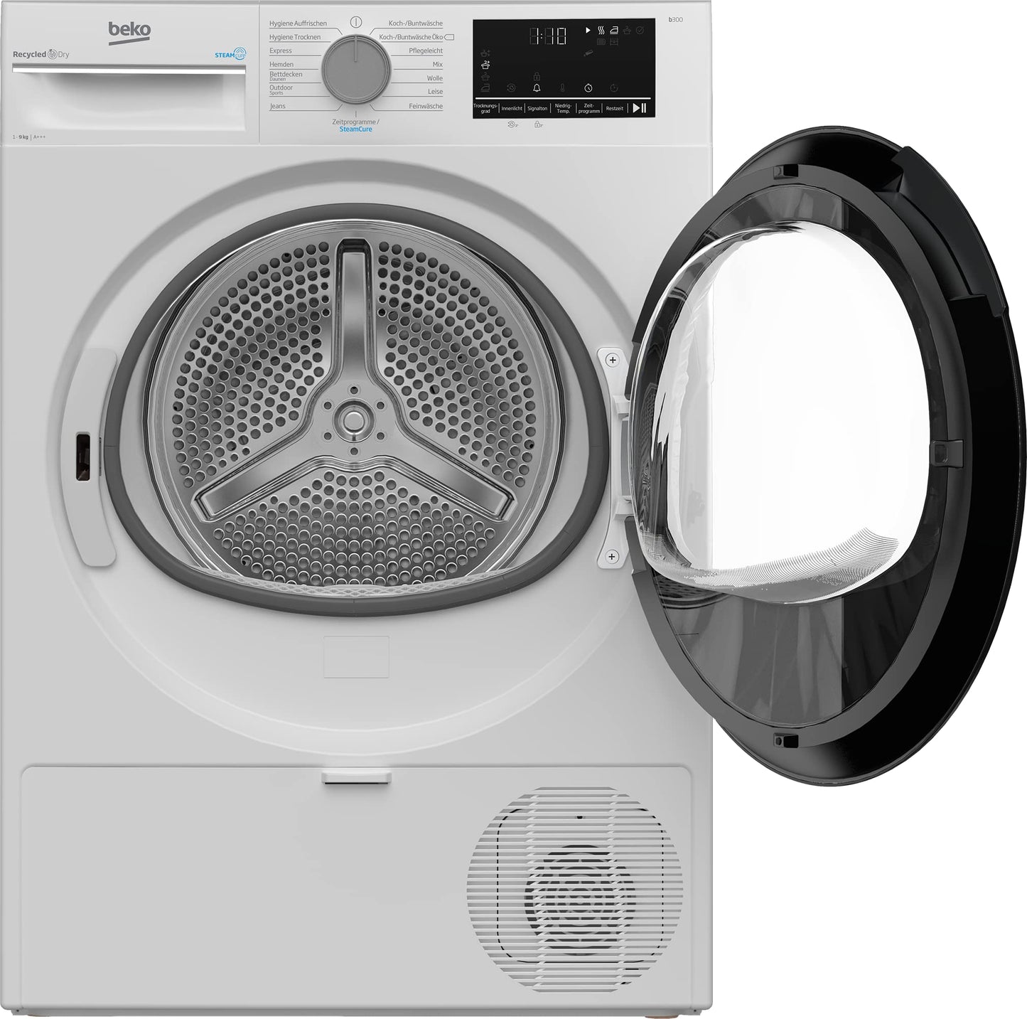 Beko BM3T38210W1 Heat Pump Dryer, Tumble Dryer, 8 kg, Suitable for Allergy Sufferers, Hygiene Drying & Refreshing Hygiene, 15 Programmes, Express, White