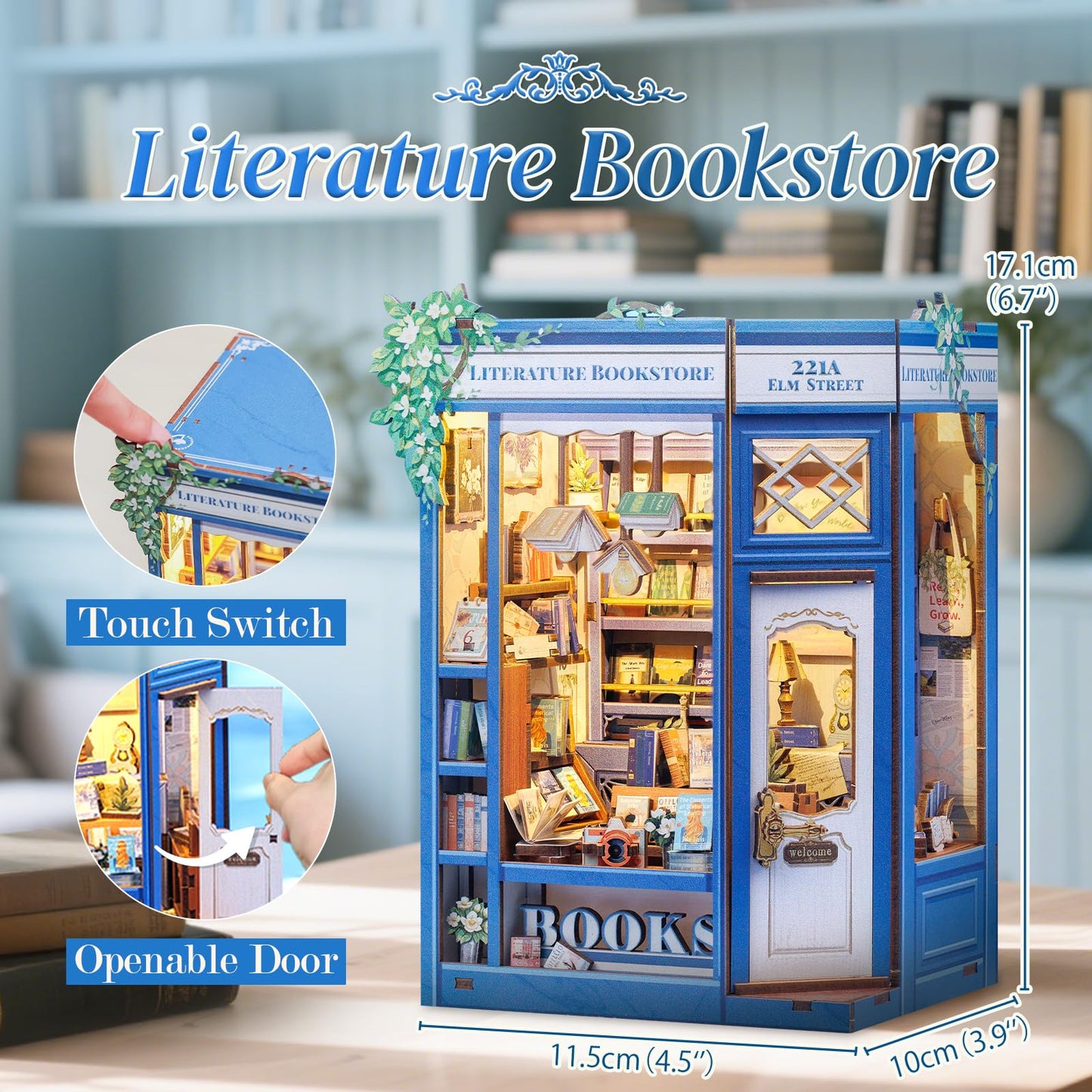 CUTEBEE Book Nook Kit – DIY Puppenhaus Häuser, Miniatur Haus Selber Bauen für Erwachsene, 3D-Holzpuzzle & Buchstütze | Kreatives Set für Bücherregal Dekor | Geschenk,199 PCS (Champs-Élysées Florist)