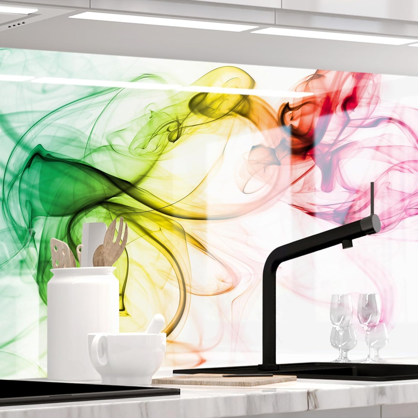 Stickerprofis Kitchen Splashback, Matte, Self-Adhesive, Pure White, 1.8 mm, Hard Plastic, for All Surfaces, Splash Guard, Premium, 60 x 280 cm