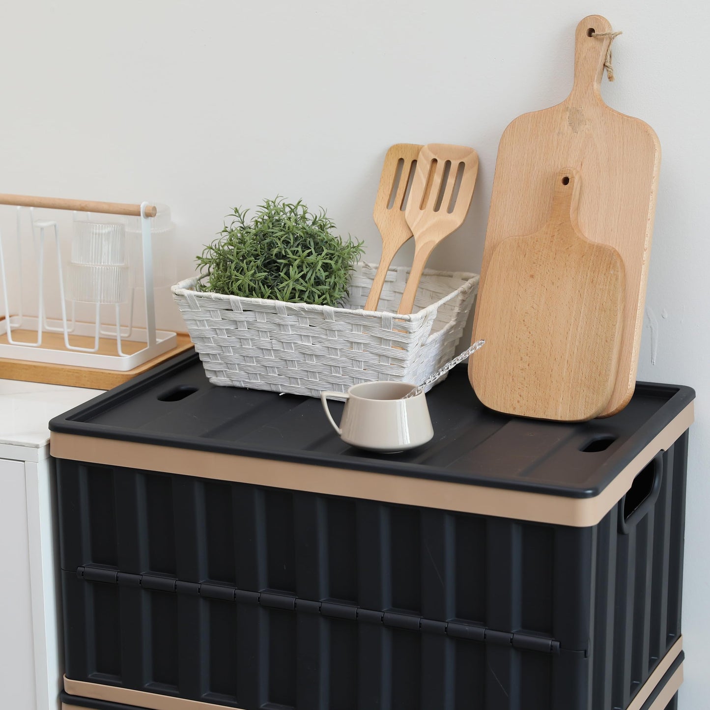 Citylife Set of 4 64 L Folding Box with Lid, Foldable Camping Box, Collapsible Storage Bins for Organising Large Heavy Outdoor, Bathroom, Kitchen, Office, Living Room (Grey)