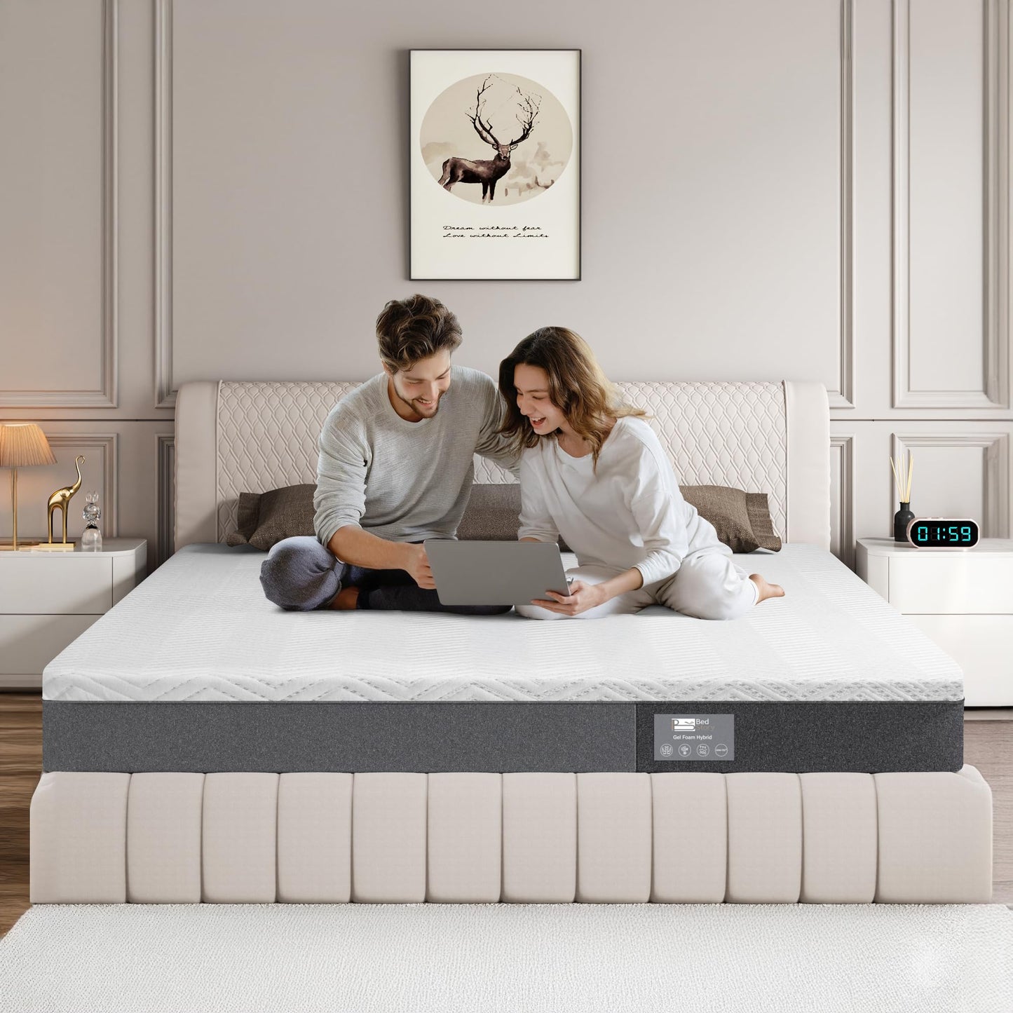 BedStory Mattress 180 x 200 cm Bamboo Charcoal Gel Foam, Height 18 cm, 7-Zone Memory Foam Mattress, Medium Hardness with Support, Removable and Washable Cover (180 x 200 x 18 cm)