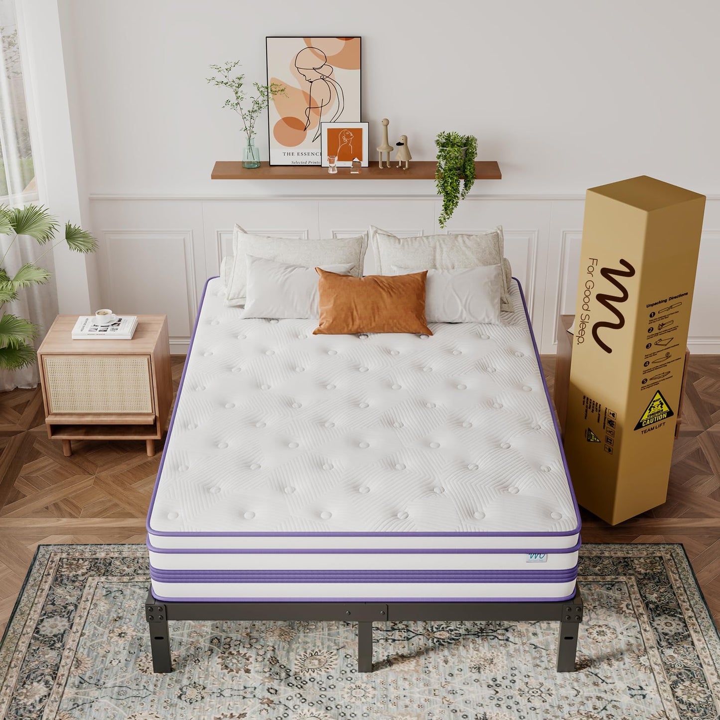 Moziel 180 x 200 cm Mattress, 26 cm Height, H3, Oeko-Tex Certified, Gel Memory Foam Hybrid, Pocket Spring, Breathable, Medium Firm, Pressure Relief, Barrel Pocket Spring Mattress Packed in Box