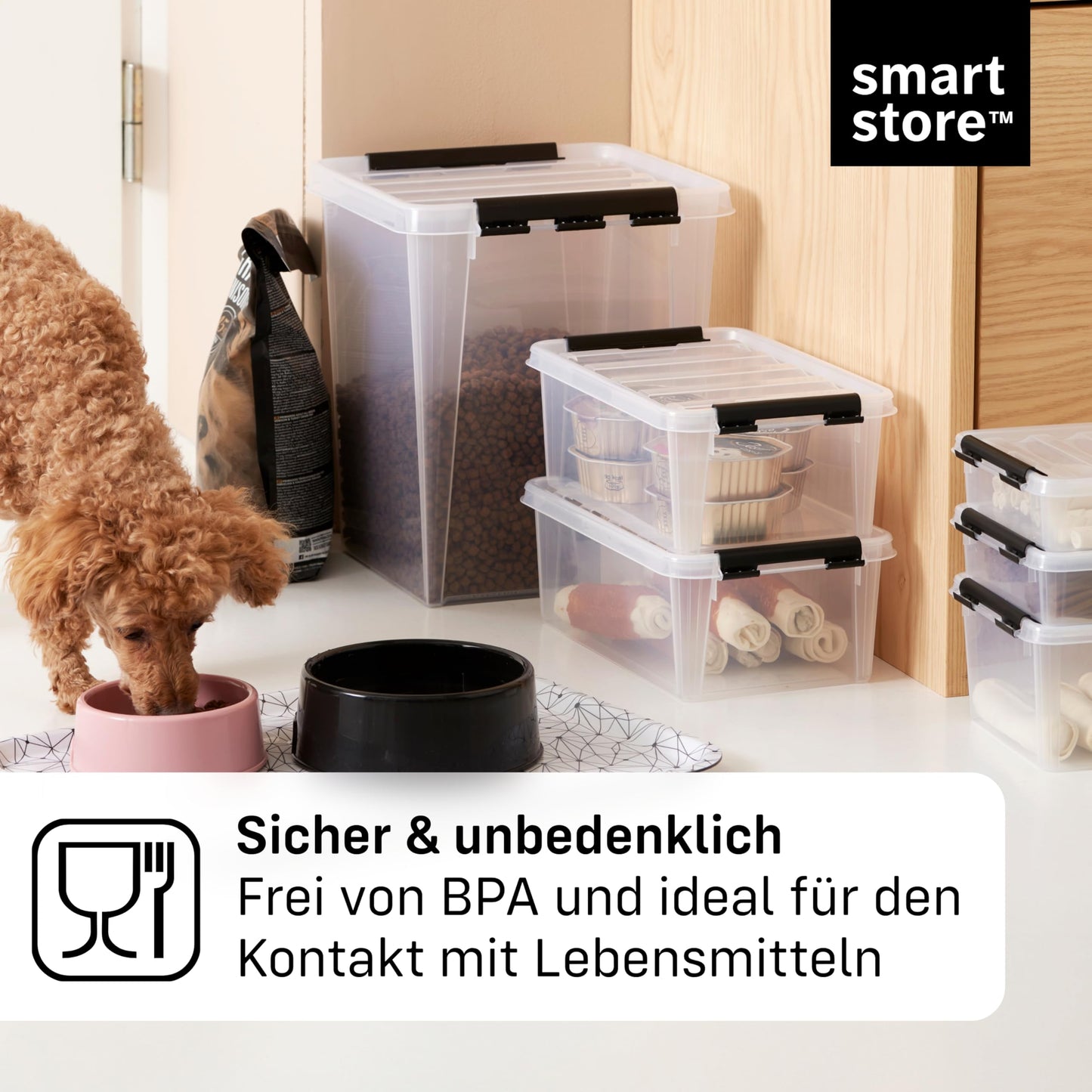 SmartStore - 5 x Storage Box with Lid Classic 46L (59 x 39 x 31 cm) | Stackable Box with Lid | Food-Safe Plastic Box | Plastic Box with Lid and Reinforced Corners