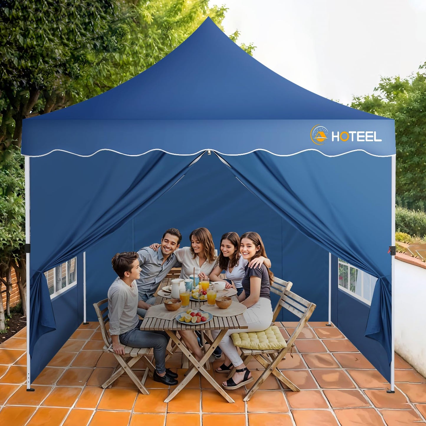 HOTEEL Gazebo 3 x 6 Waterproof Stable with 6 Removable Side Walls, Wave Hem Roof Party Tent 3 x 6 with Wheel Bag and 4 Sand Bags, Folding Gazebo 3 x 6 Parasol for Wedding Market (Grey)