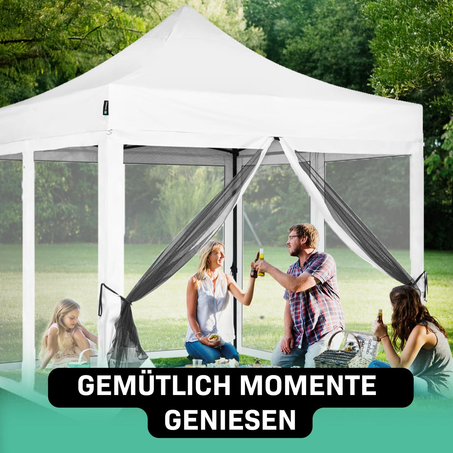VONROC Gazebo 3 x 3 m Waterproof Stable – Party Tent EasyUp System [3Min Assembly] Pop-up Folding Gazebo Modular Expandable as Festival Tent, Garden Gazebo
