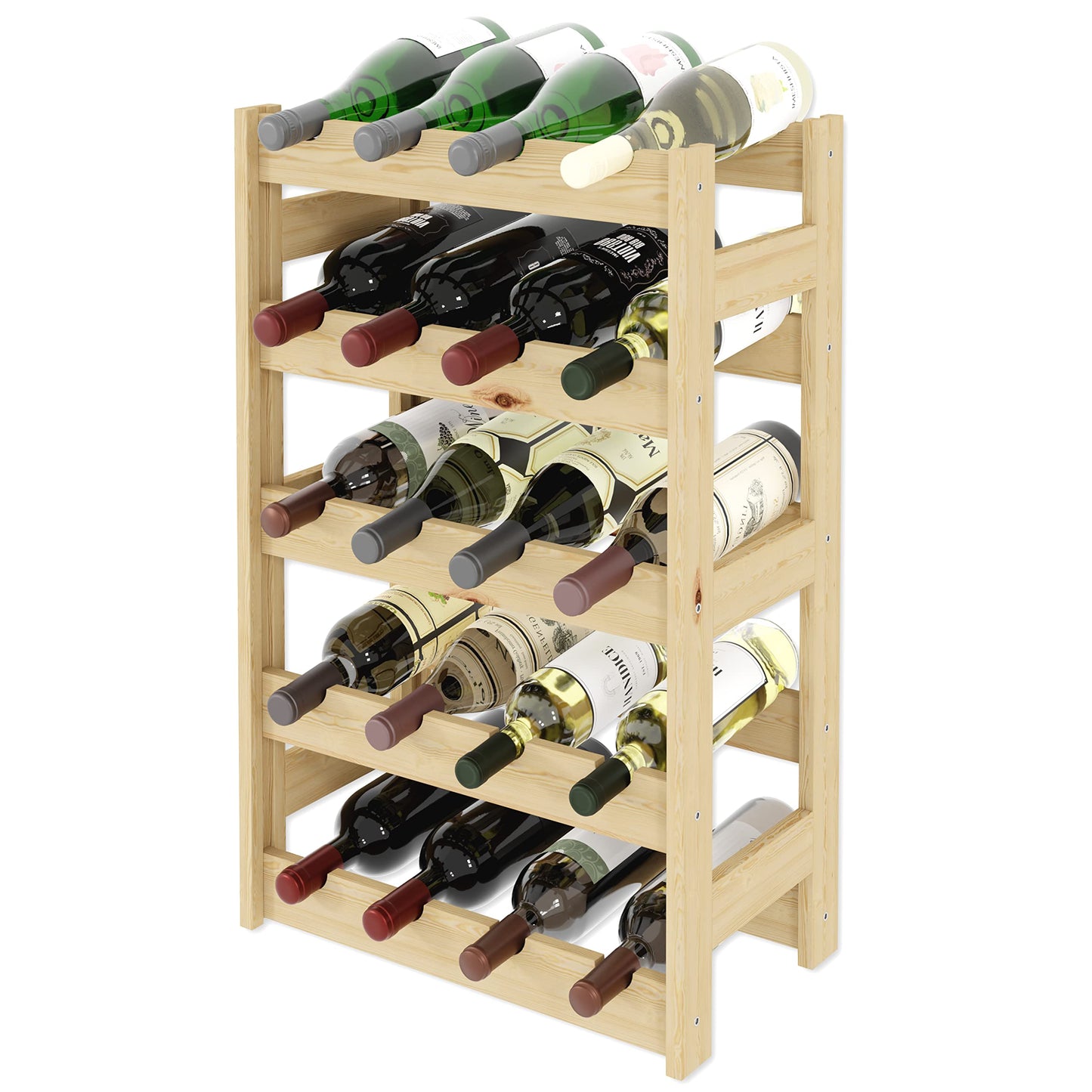 Lenmar, Wooden Wine Rack for Bottles, Natural, RW-1, Wine, Bottle Rack, Cellar Rack, Shelves, Bottle Holder (Natural, RW-1-42, 102 x 63 x 25, Brown, Holds 42 Bottles)