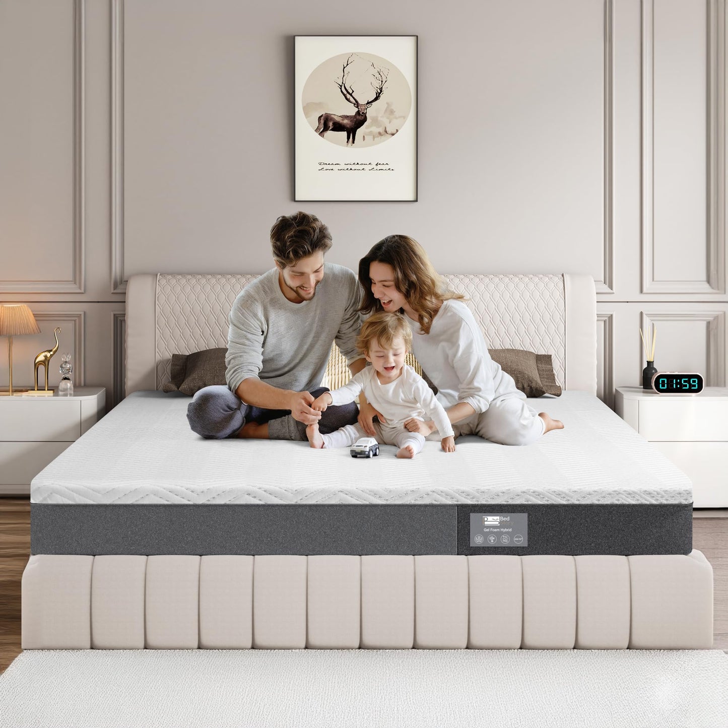 BedStory Mattress 180 x 200 cm Bamboo Charcoal Gel Foam, Height 18 cm, 7-Zone Memory Foam Mattress, Medium Hardness with Support, Removable and Washable Cover (180 x 200 x 18 cm)