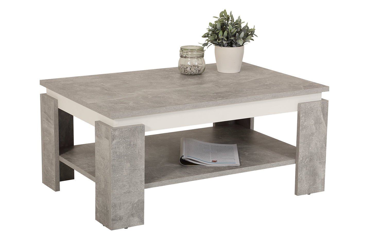 Hela Tische, Tim Coffee Table, Square Sofa Table, Melamine-Coated Wood Material, Coloured Table Wreath, Concrete Look/Anthracite, 68 x 68 x 41 cm