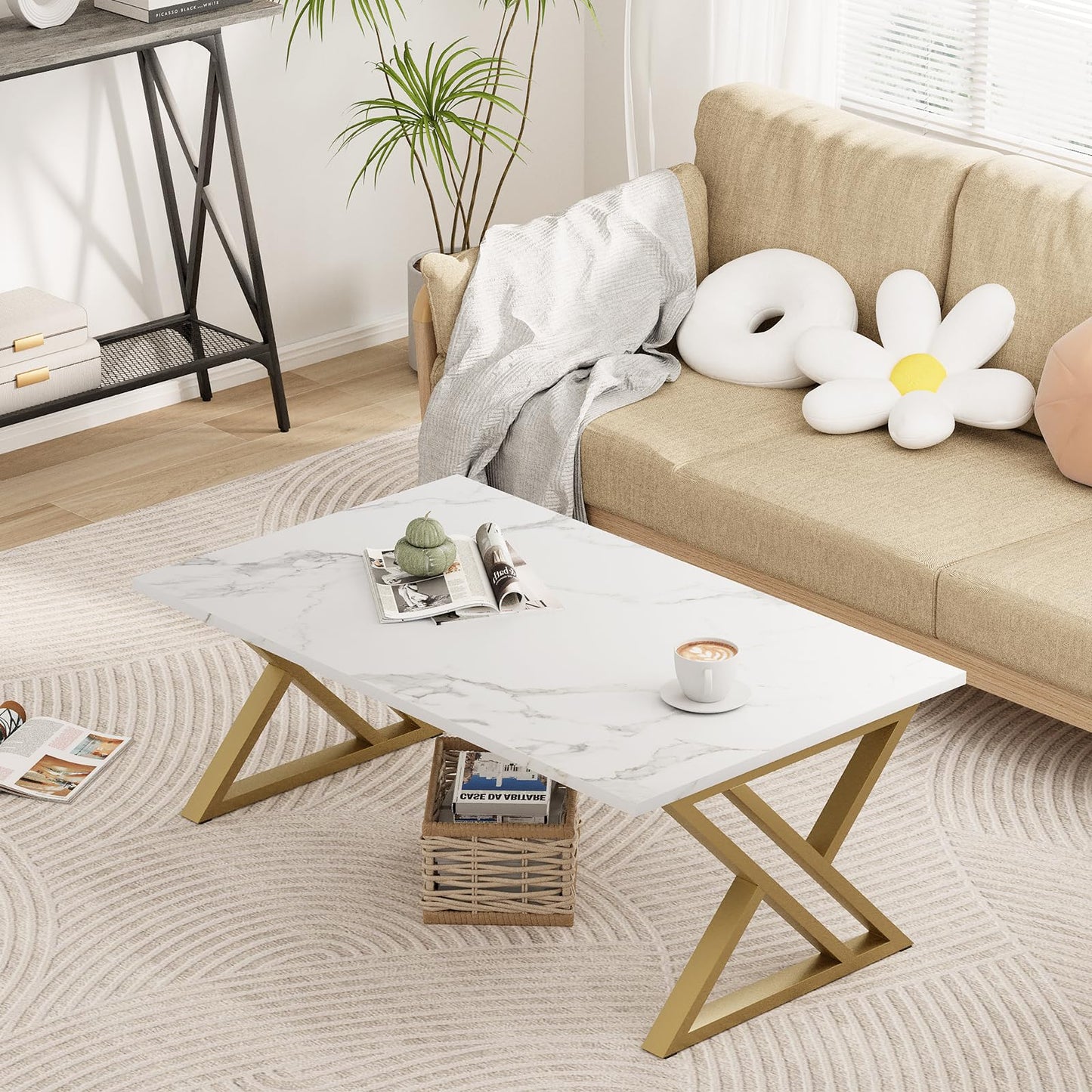 Garden 4 you X Coffee Table, White + Gold