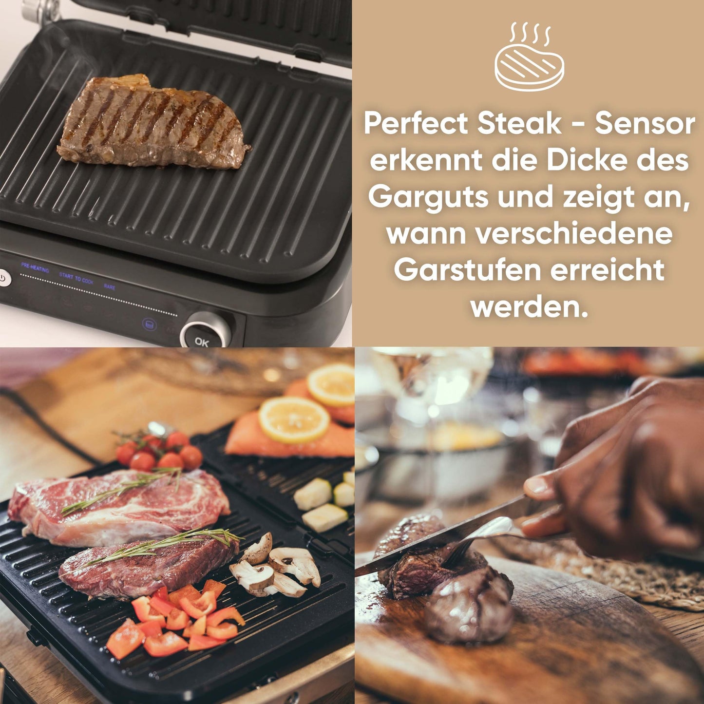 SEVERIN Kontaktgrill für Sandwiches, Steak und als Panini Grill, antihaftbeschichteter Sandwich Maker für fettfreies Grillen, 800 W, metallic grau/schwarz, KG 2394