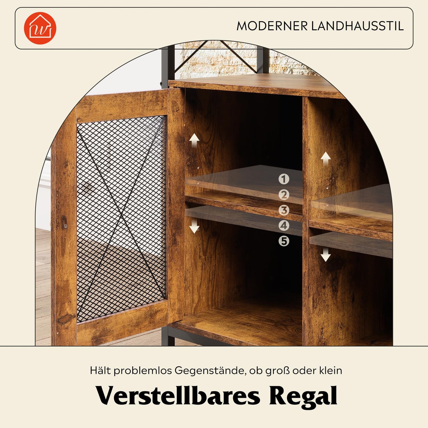 WLIVE Cabinet TV Schrank für Fernseher bis zu 55 Zoll, 128 × 36 × 82 cm Hoch TV Borad Fernsehschrank mit Verstellbaren Ablagen, Fernsehtisch mit Zwei Schränken, TV Tisch für Wohnzimmer