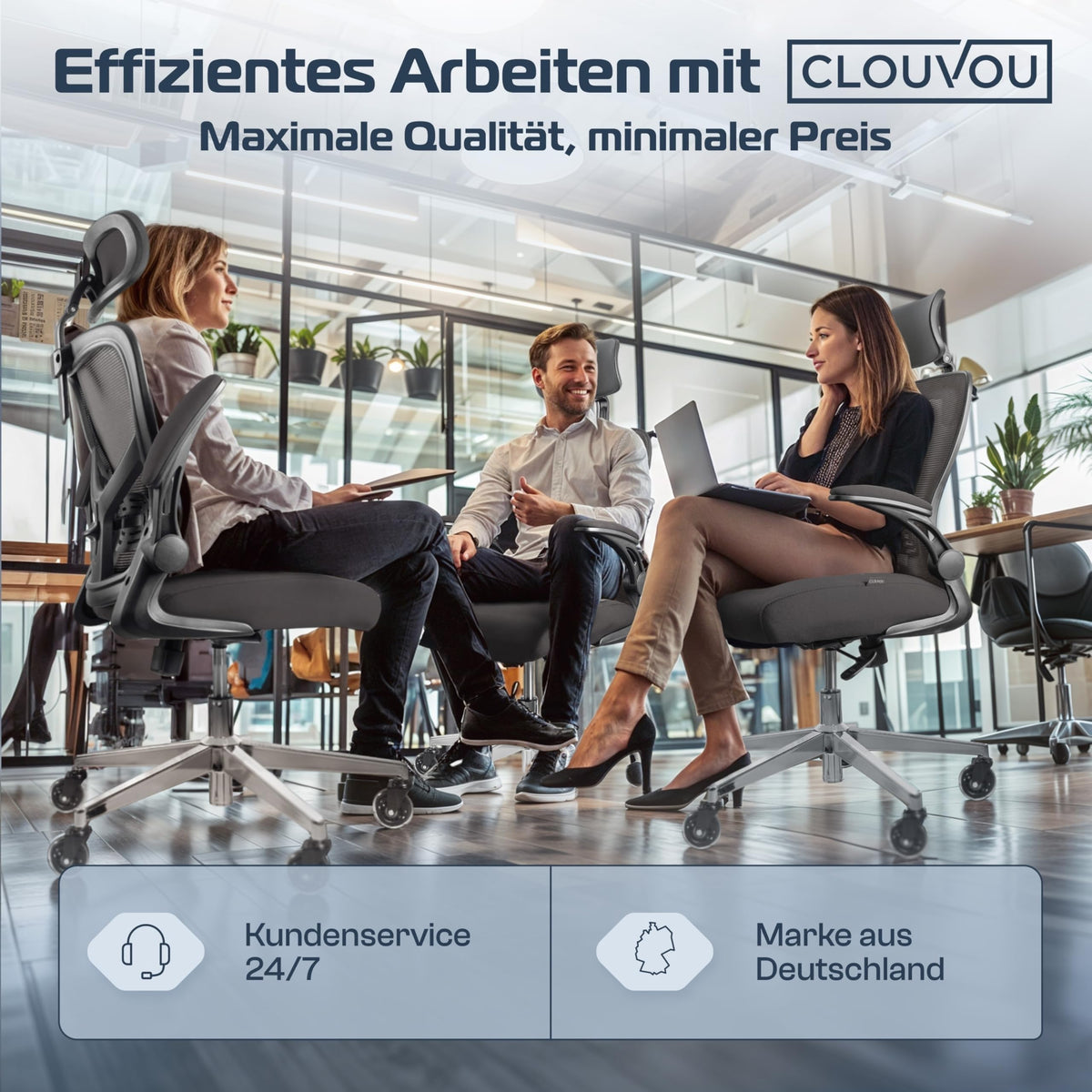 CLOUVOU BrightSeat Ergonomic Office Chair [Test Winner] Desk Chair 100% Individually Adjustable Office Chair & Gaming Chair Computer Chair Home Office Chair Ergonomic Swivel Chair 150 kg
