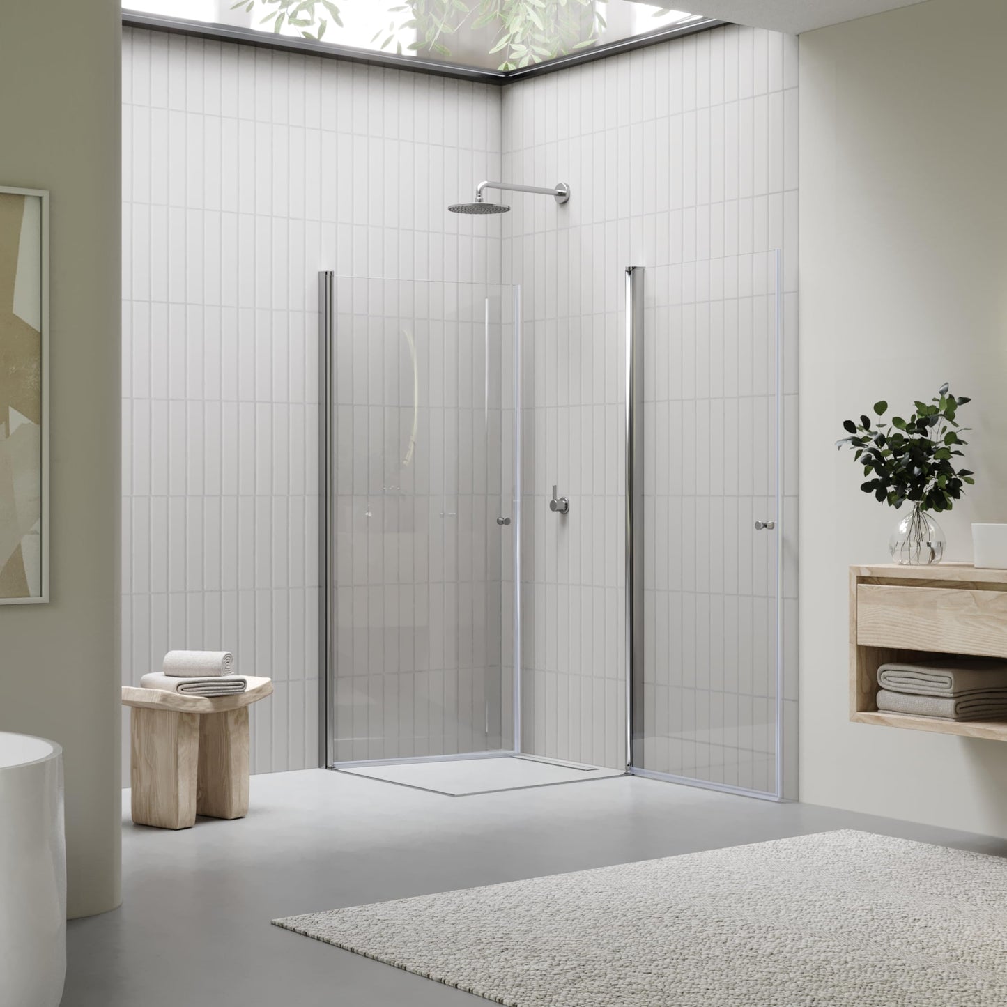 Gaia DK861 Shower Cubicle with Swing Doors, 80 x 80 cm, Height: 180 cm, Corner Shower Cubicle with Lift-Lowering Mechanism Made of 6 mm Nano ESG Safety Glass