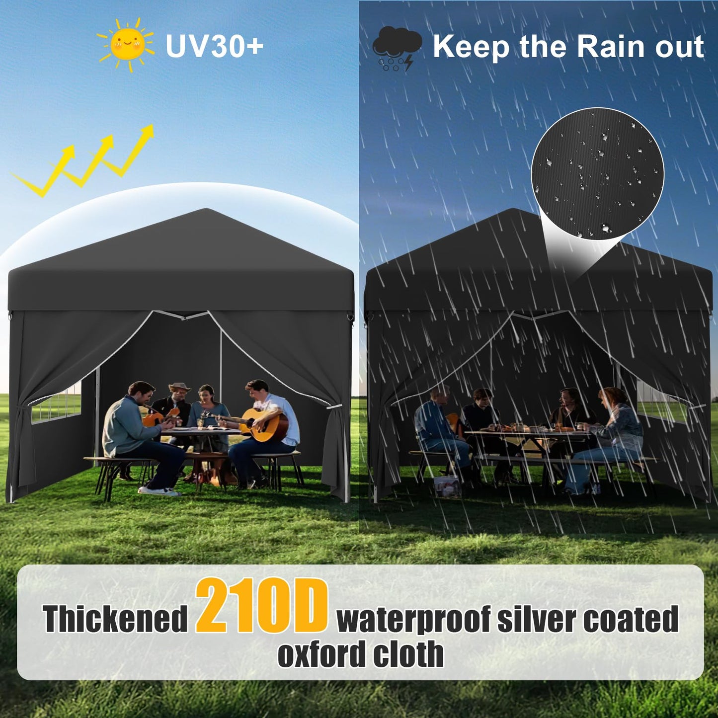 Devoko Gazebo, 3 x 6 cm, Waterproof, Stable, Winterproof, 3-Way Height Adjustment, Folding Gazebo, UV Protection 50+, Folding Gazebo with Carry Bag, for Garden, Outdoor, Camping, Beige