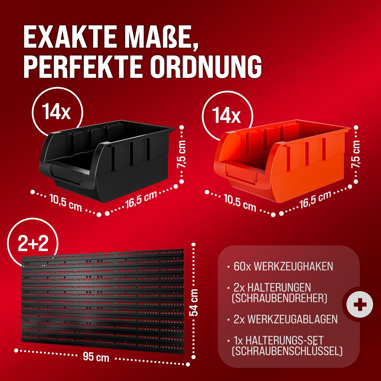 Deuba® Wall Shelf + Stacking Boxes - Extra Strong Wall Panels - Extendable Workshop Shelving