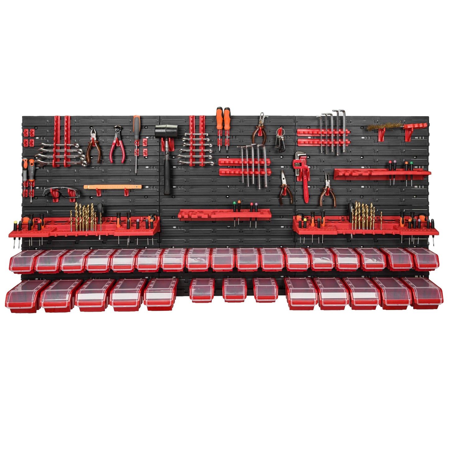 botle 178 x 78 cm Wall Shelf 30 Storage Boxes Lid Tool Holder Stacking Boxes Workbench