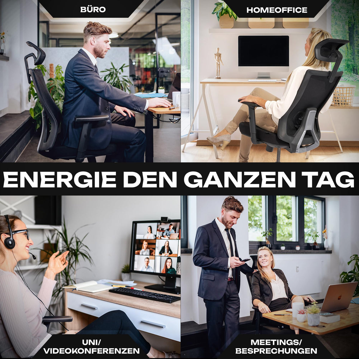 M2 Ergonomic Office Chair, Test Winner with Adjustable Armrest without Headrest for Maximum Freedom of Movement, Back-Friendly, Comfortable Desk Chair for Office and Home Office Chair