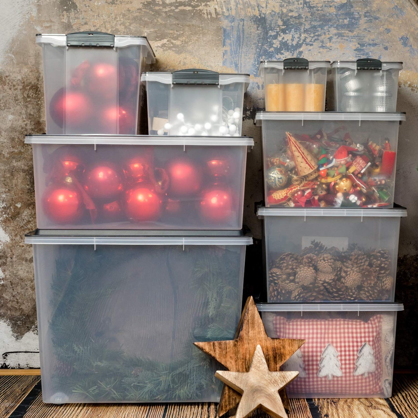 Rotho Compact Storage Box 70 L with Lid and Wheels, Plastic (PP Recycled), BPA-Free, Cappuccino/Anthracite, A3/70 L (57.0 x 39.5 x 43.5 cm)