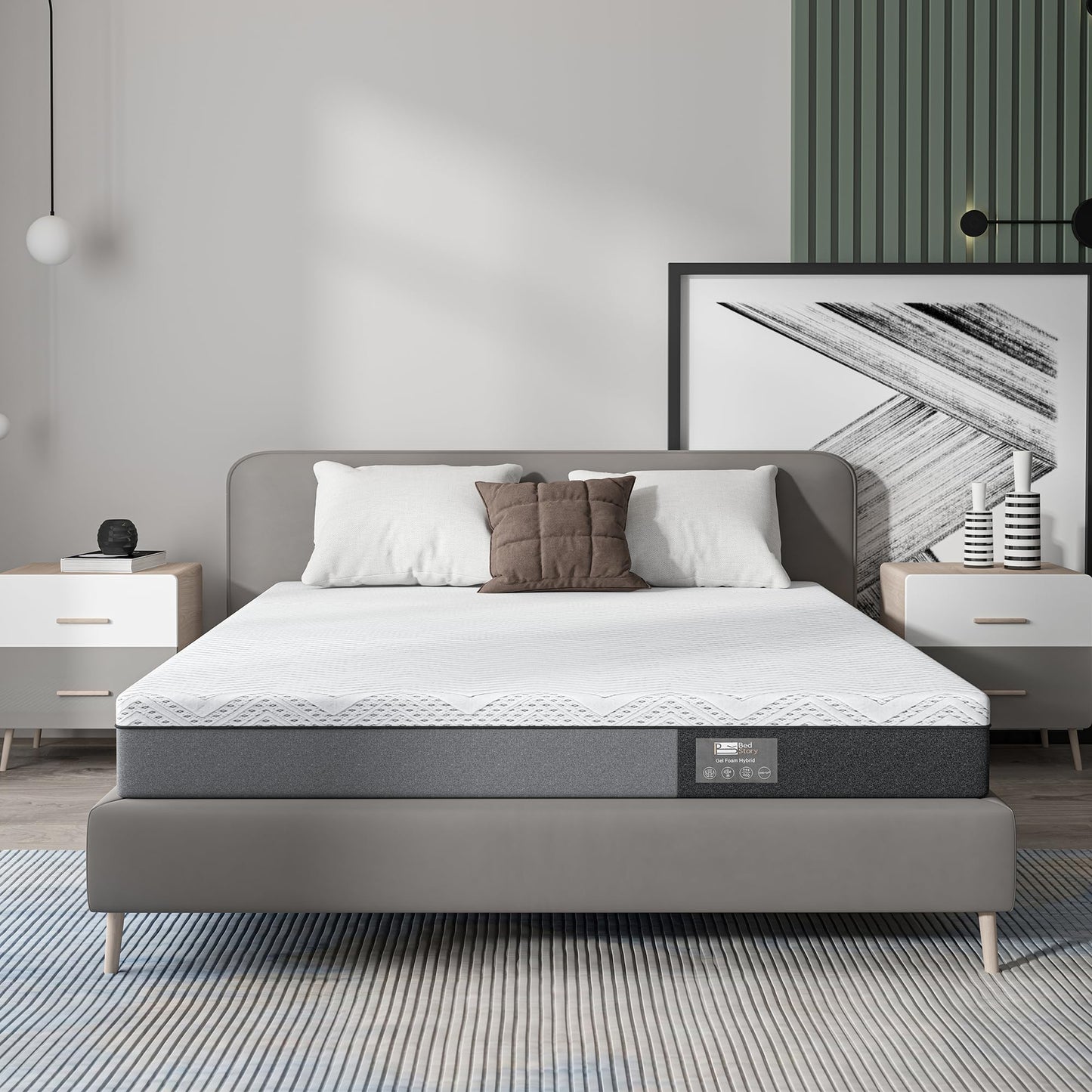 BedStory Mattress 180 x 200 cm Bamboo Charcoal Gel Foam, Height 18 cm, 7-Zone Memory Foam Mattress, Medium Hardness with Support, Removable and Washable Cover (180 x 200 x 18 cm)