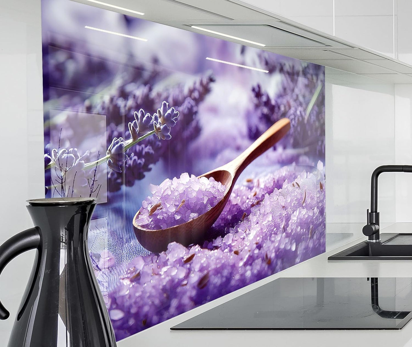 timalo Stove Splash Guard Wall Sink, Kitchen Back Wall Glass Look Acrylic Glass 2 mm Glass Back Wall Acrylic Glass Kitchen Panels Back Wall Protection Plate 60 x 40 cm Herbs Spices Text Guten Appetit