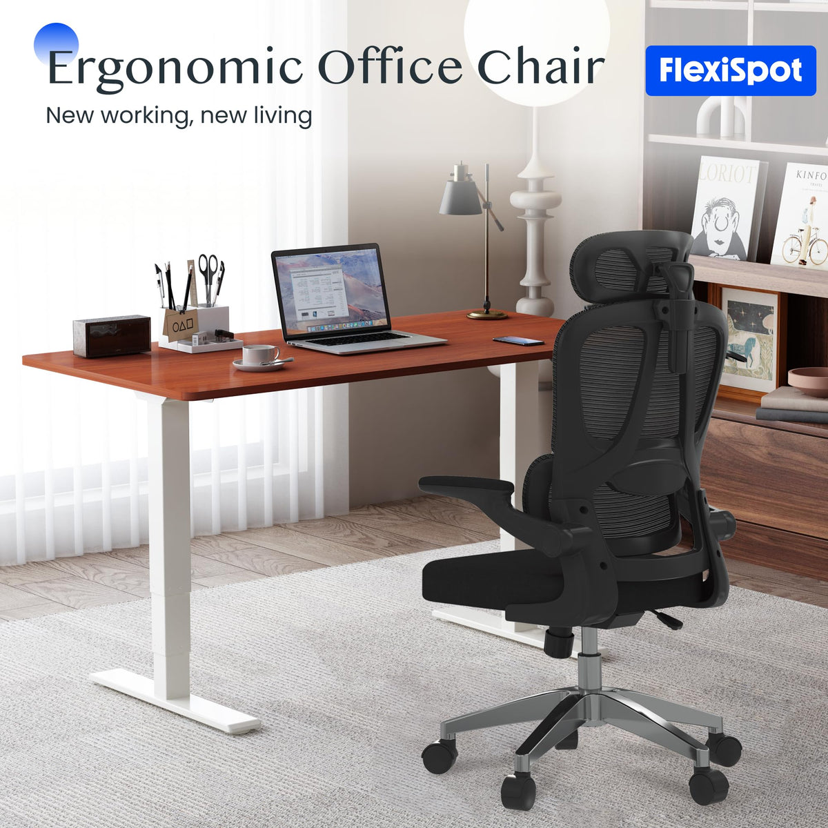 FLEXISPOT OC3C Office Chair Ergonomic Desk Chair Computer Chair Height-Adjustable Seat Headrest Armrest Lumbar Support Swivel Castors Work Chair
