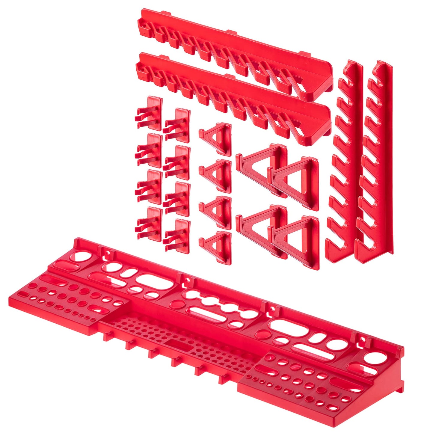 KADAX Workshop Wall Shelf, 58 x 78 cm Storage System Made of Robust Plastic, UV-Resistant Workshop Shelf, Expandable Wall Plates, Shed Rack for Garage (Black, 50 Pieces v2)