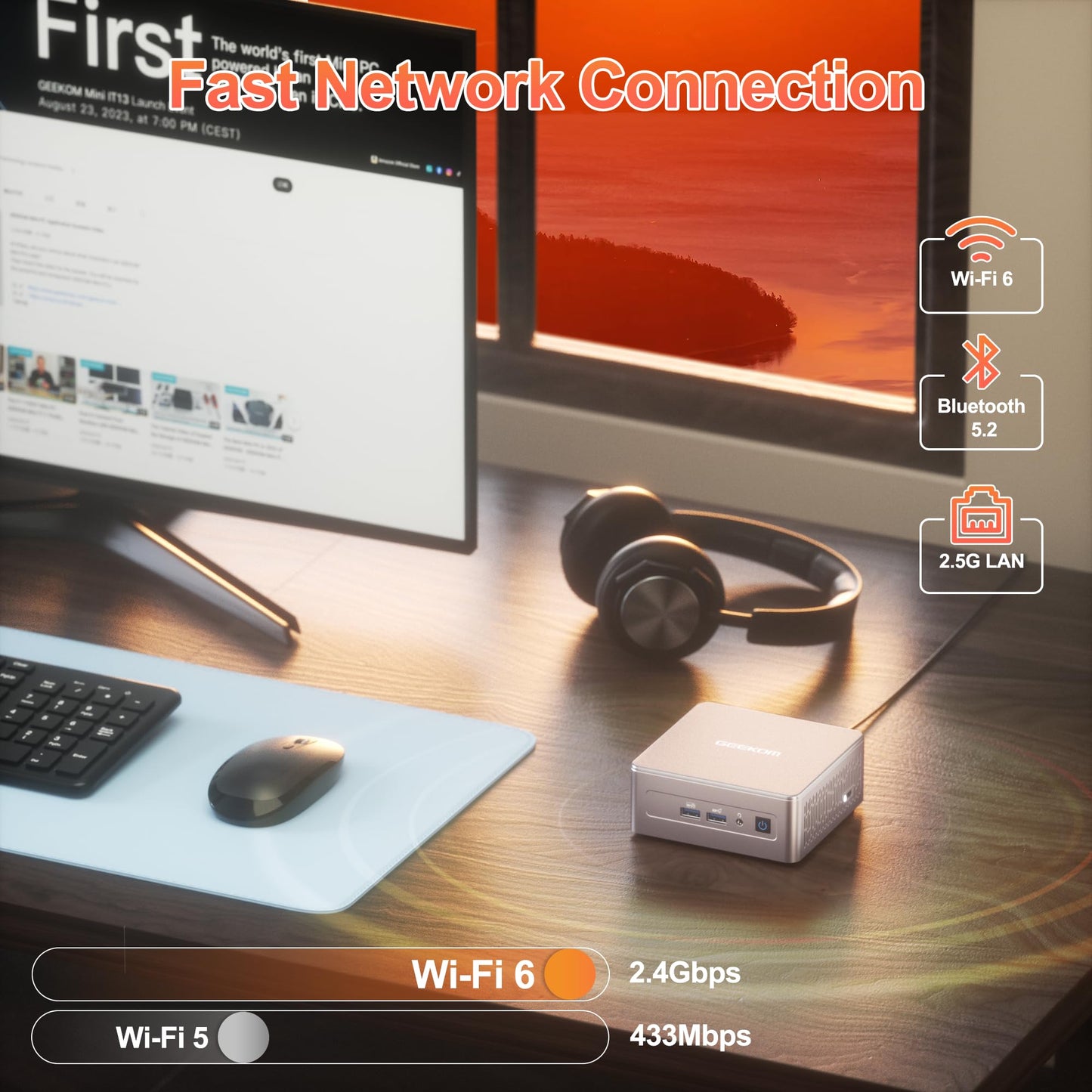 GEEKOM Megamini G1 Gaming PC with Intel i9-13900HK Processor + Nvidia Geforce RTX 4060 8GB Water Cooling High End Desktop Computer Windows 11 Pro 32GB DDR5 RAM + 2TB SSD for All Application Scenarios