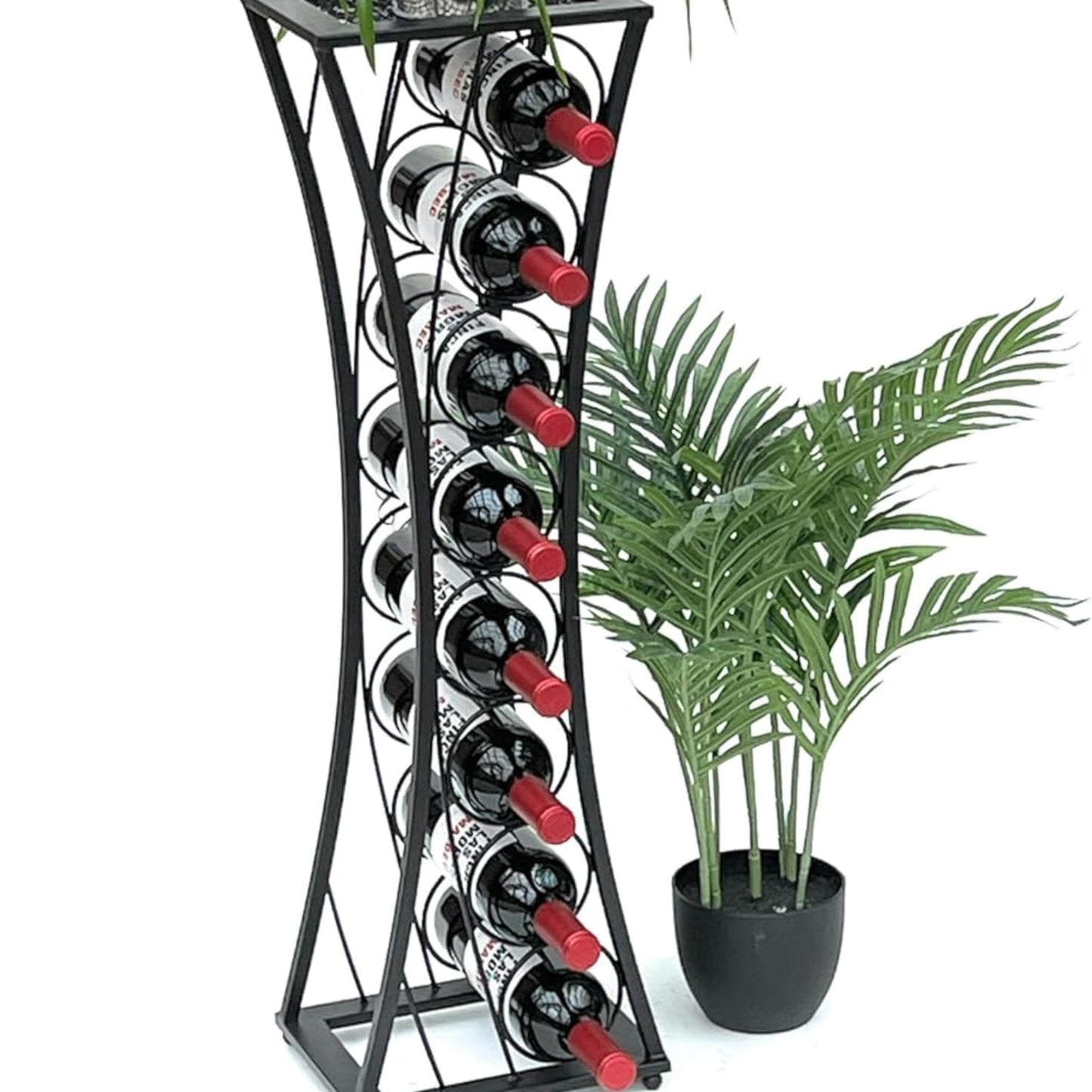 DanDiBo Wine Rack Metal Black Standing Mika 80 cm 96536 Bottle Rack Bottle Stand Bottle Holder Slim Modern