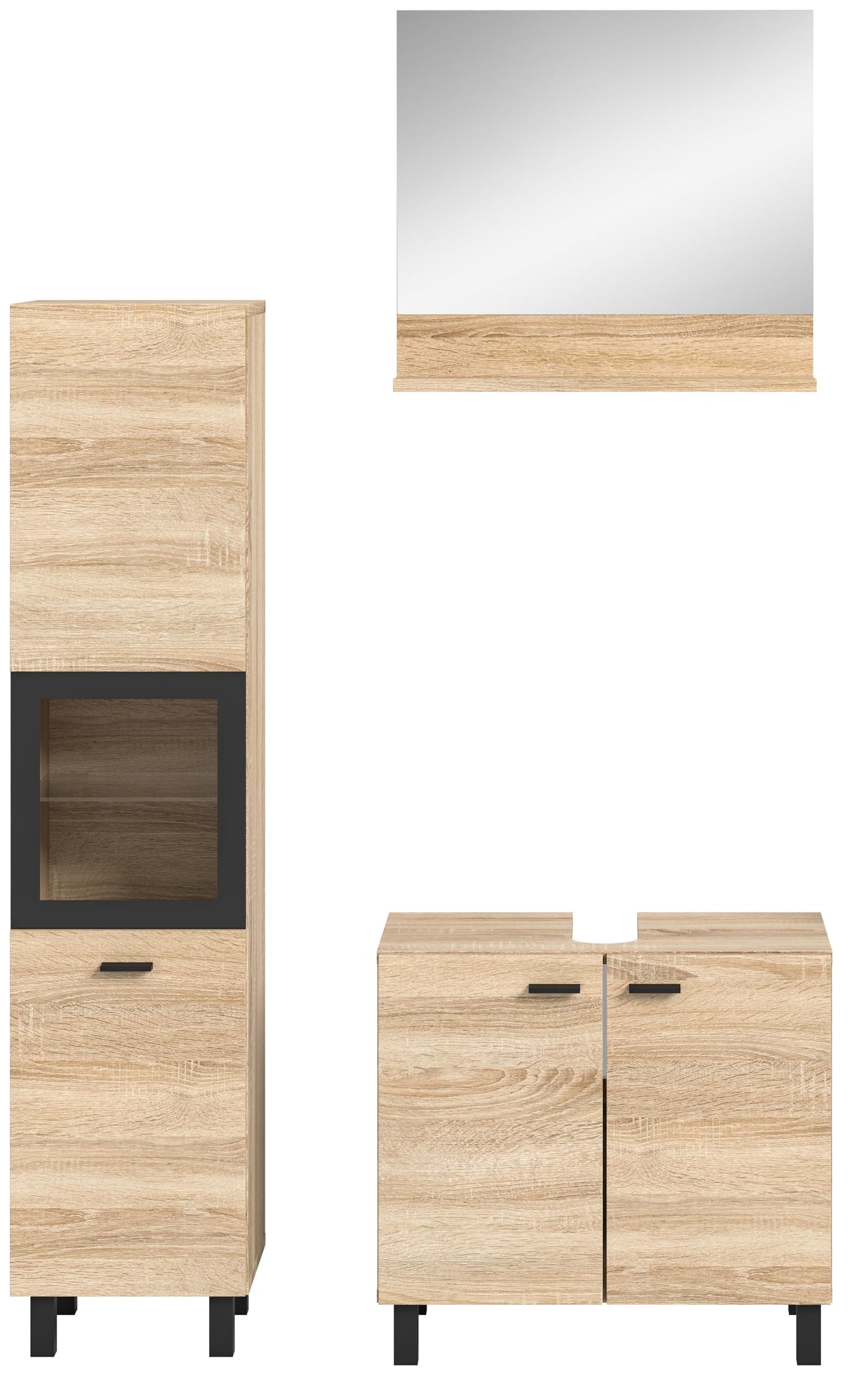 Boston Bathroom Cabinet, Standing Wall Cabinet, Hanging Cabinet, Wall Cabinet, Sonoma Oak Wood, Approx. 30 x 80 x 29 cm, Floor Standing/Hanging Mountable