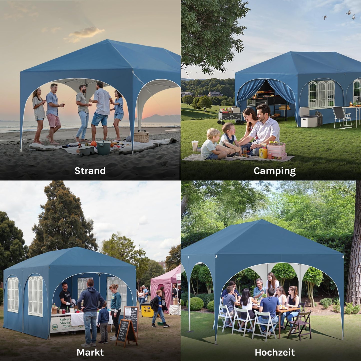 WOLTU Gazebo, Folding Gazebo, 3 x 6 m, with 6 Side Walls, Party Tent, Water-Repellent, UV Protection 50+, Height-Adjustable Garden Gazebo, with Carry Bag, for Outdoor Garden, Camping, Grey