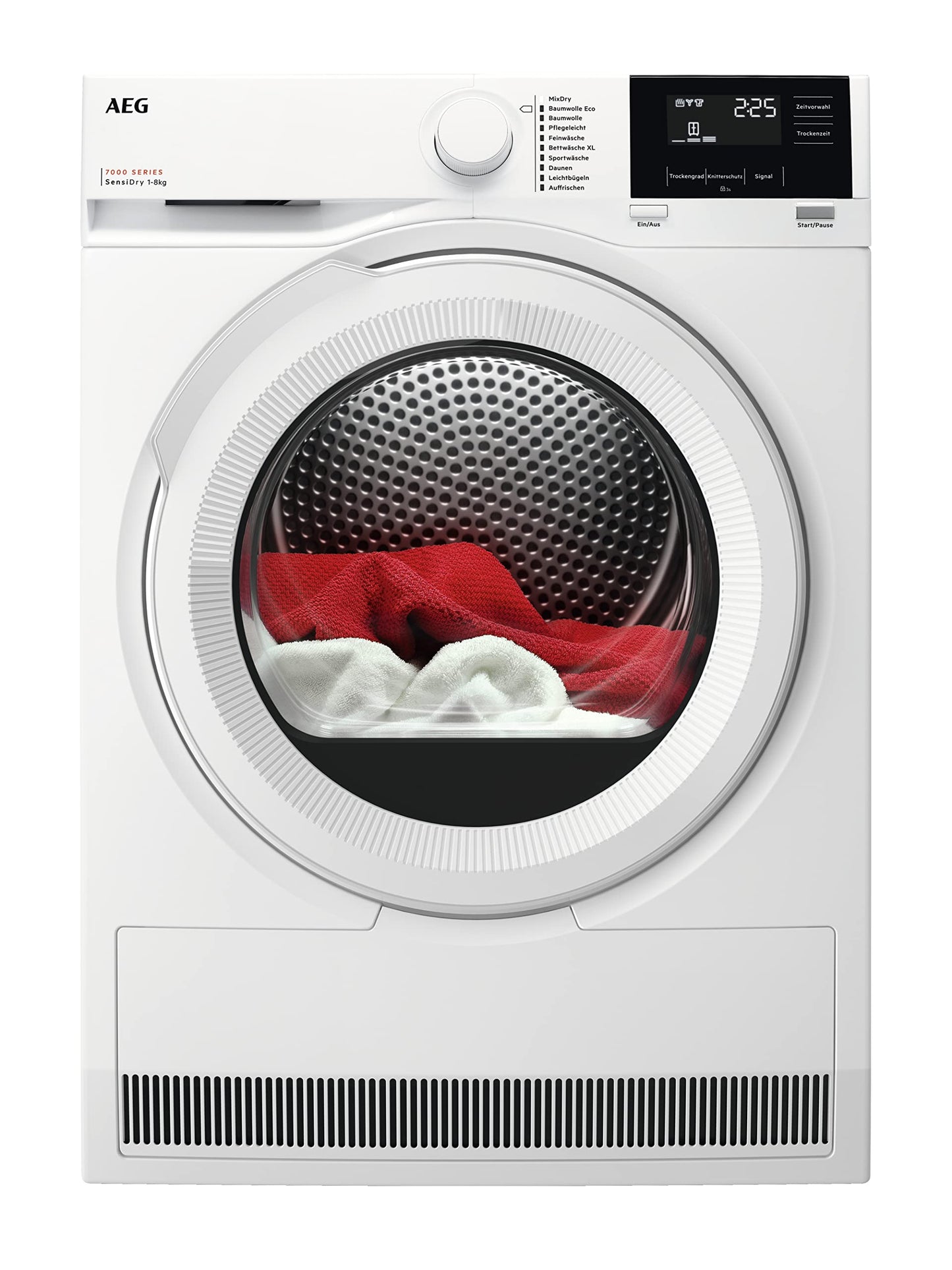 AEG Heat Pump Dryer 8 kg, Series 7000 SensiDry: Gentle & Energy-Saving Drying Process, New Energy Class D, Automatic Volume, Gentle Drum, Changing Direction of Rotation, Wrinkle Protection, TR7T61580