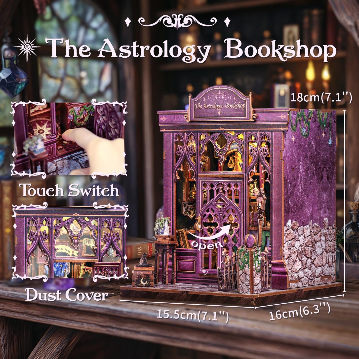 CUTEBEE Book Nook Kit – DIY Puppenhaus Häuser, Miniatur Haus Selber Bauen für Erwachsene, 3D-Holzpuzzle & Buchstütze | Kreatives Set für Bücherregal Dekor | Geschenk,199 PCS (Champs-Élysées Florist)