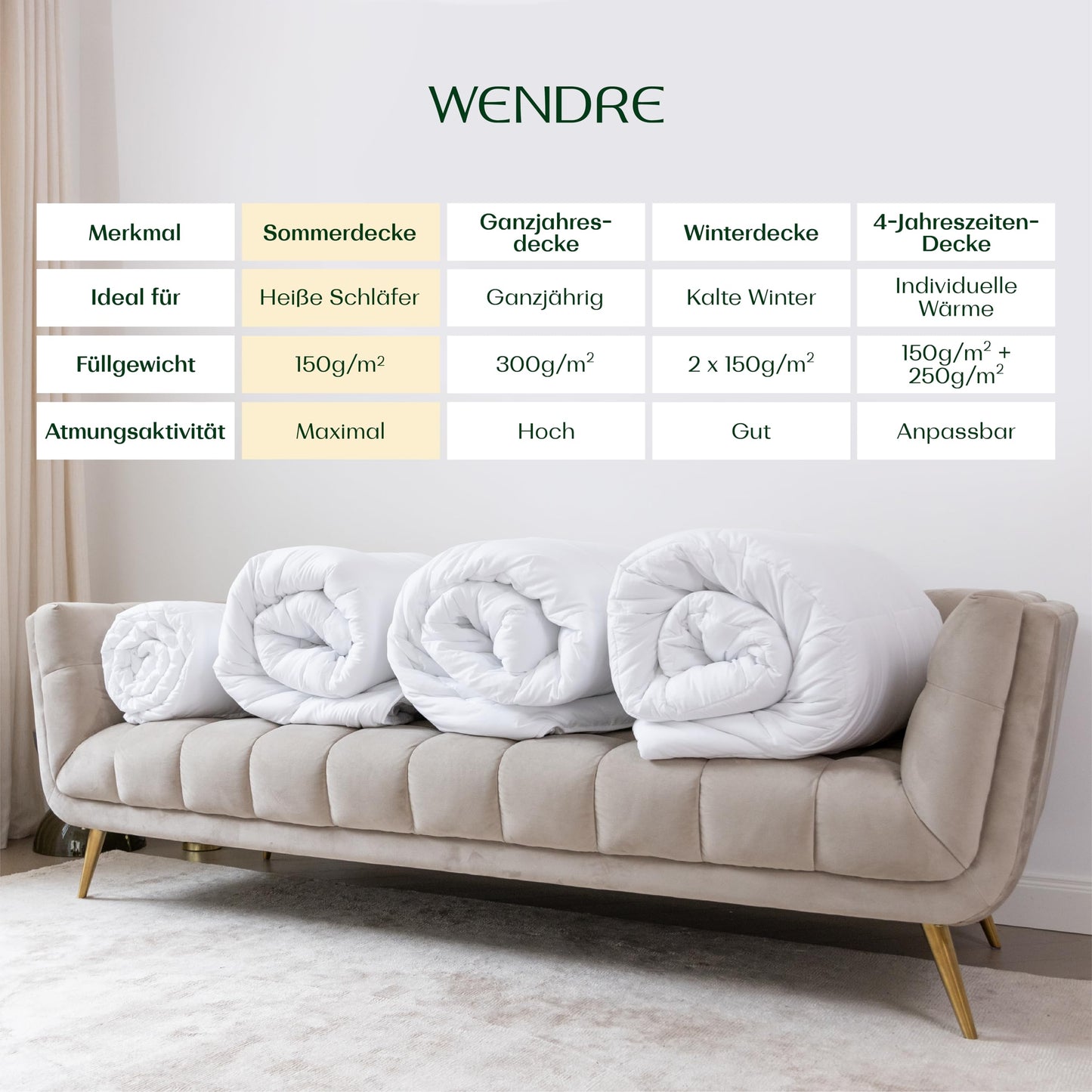 4 Seasons Duvet 135 x 200 cm, 2-Piece - All in One Quilt Summer and Winter Set with Microfibre - 250 GSM All Season Duvet + 150 GSM Summer Duvet, Oeko-Tex Certified & Washable