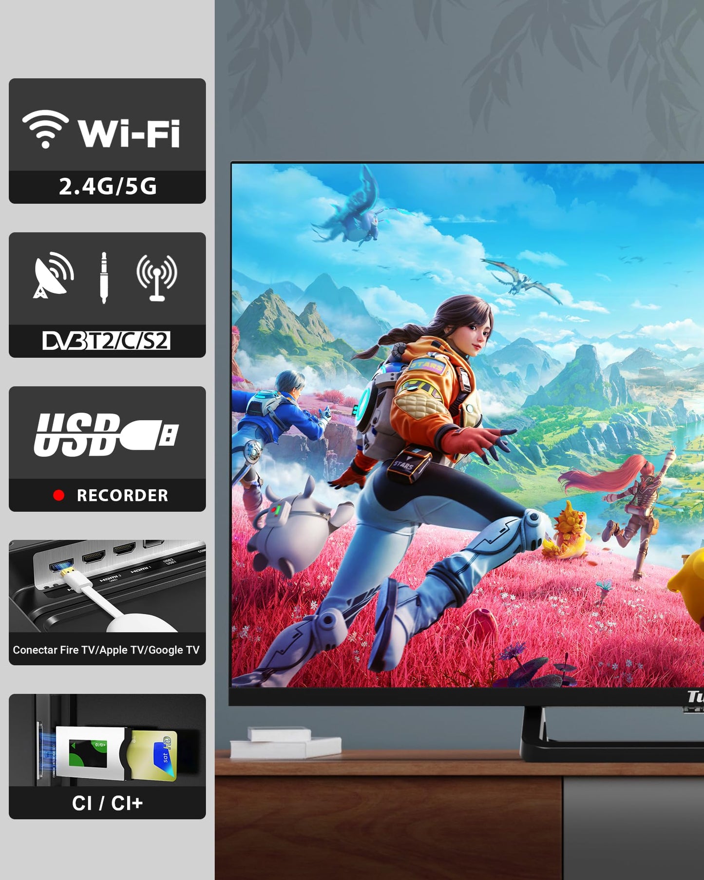 TuTu Smart TV 25 Zoll (64 cm) Full HD VIDAA Fernseher mit WLAN Triple Tuner (DVB-T/T2, DVB-C, DVB-S/S2) APP Store HDMI USB (TUV25FQ1B, 2024)