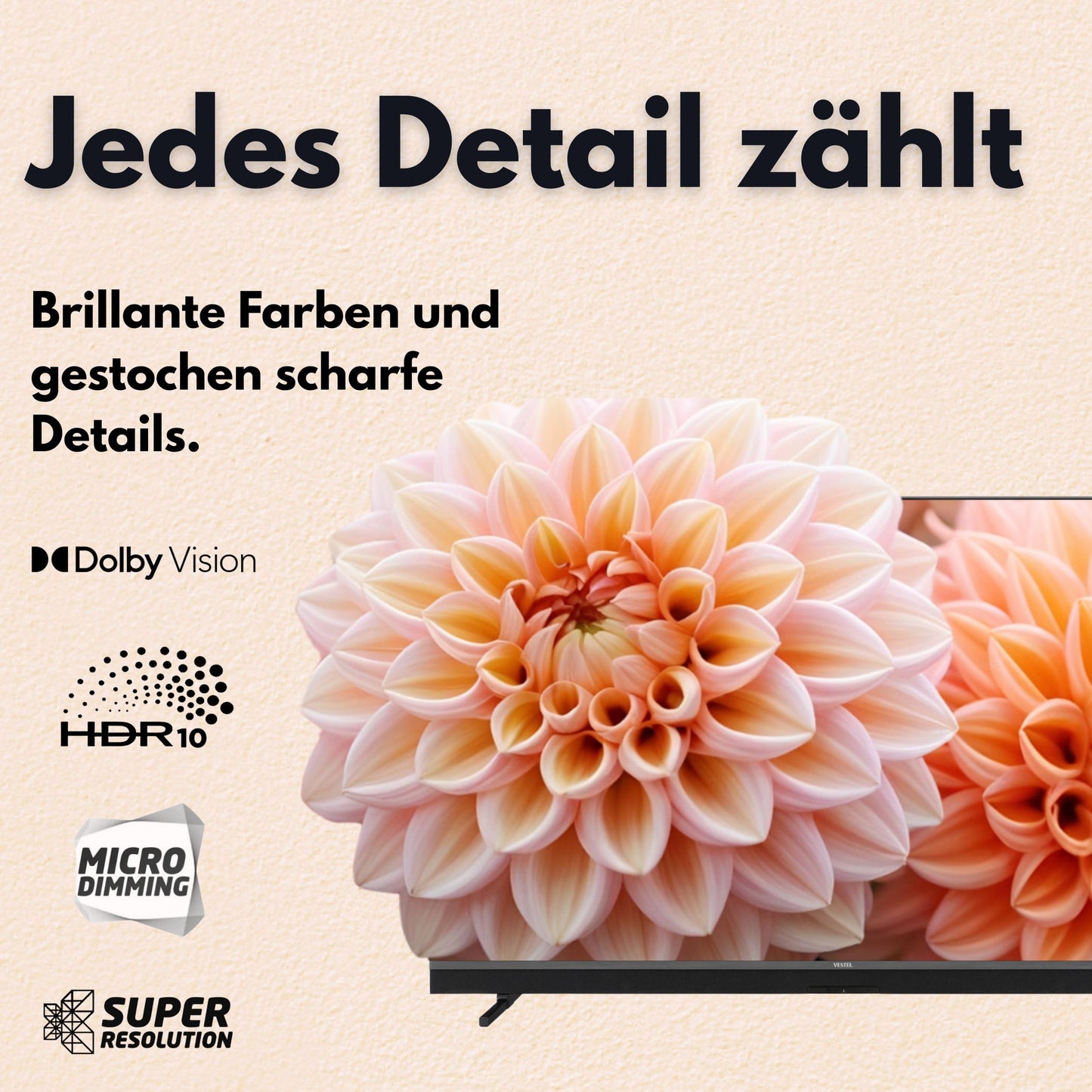 Vestel Fernseher 50 Zoll Smart TV Powered by TiVo, 4K UHD Fernseher mit Dolby Vision HDR, Dolby Atmos und integriertem Triple-Tuner, LED TV 50UT9740 schwarz