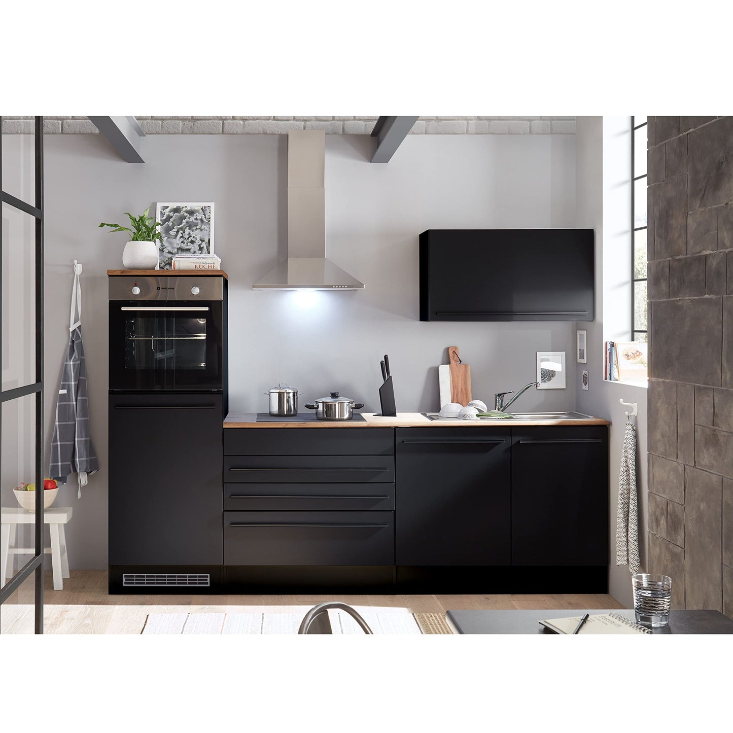Jazz 84-131-18 Kitchen Unit without Appliances Approx. 260 x 200 x 60 cm Black