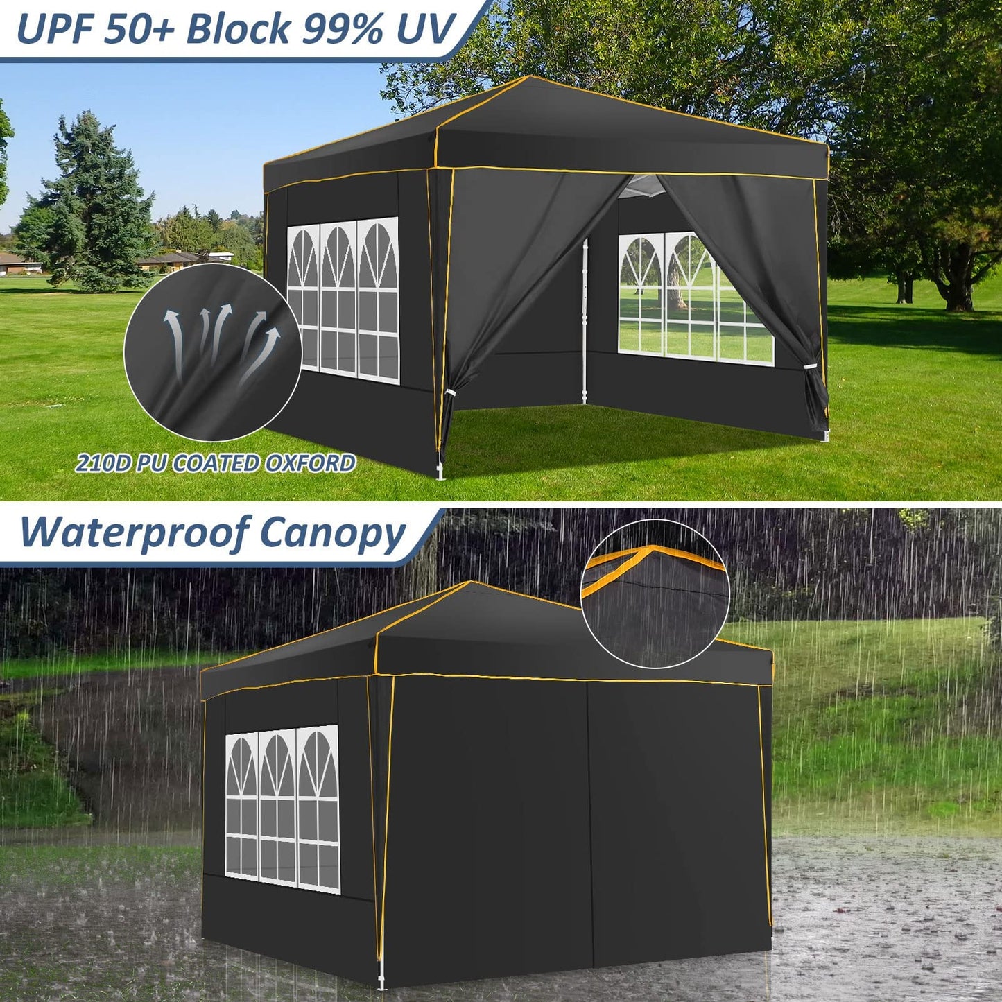 COBIZI Pavillon 3x6,Faltpavillon 3x6 Wasserdicht Stabil Winterfest, Sofort aufklappbare Vordächer Outdoor Gartenzelt mit 6 Seitenteilen, für Party Garten Festival, Weiß