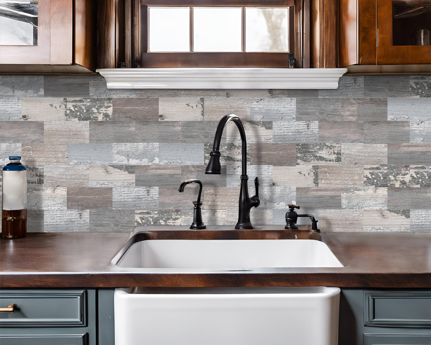 DEWOO Pack of 20 Wall Tiles, Wall Panels, Metro Tiles, Kitchen Splashback, Wall Plate, Self-Adhesive Tiles, Grey, Kitchen, Bathroom, (34 x 29 cm)